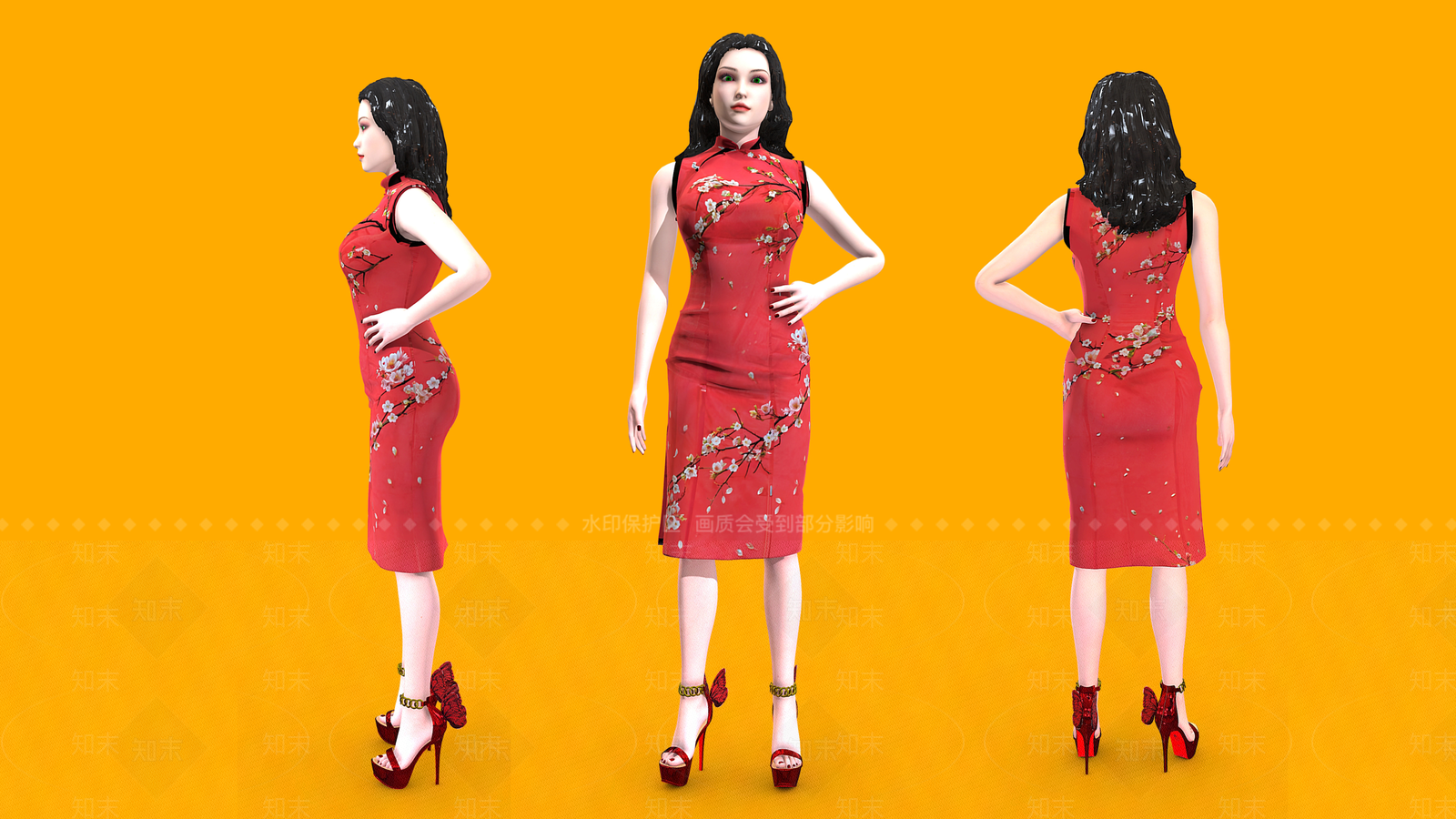 旗袍3D模型下载【ID:1159096166】