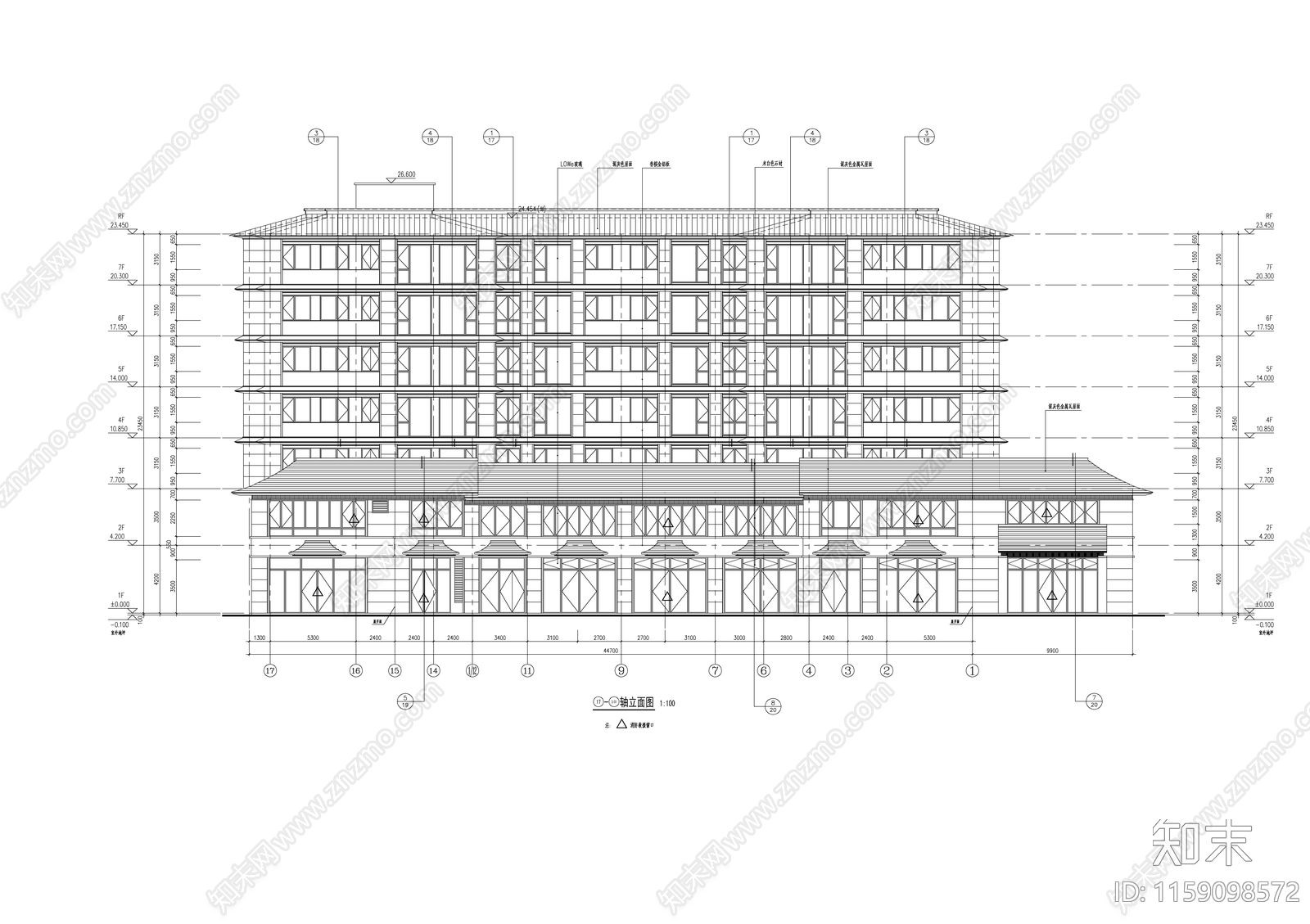 新亚洲风格住宅建筑cad施工图下载【ID:1159098572】