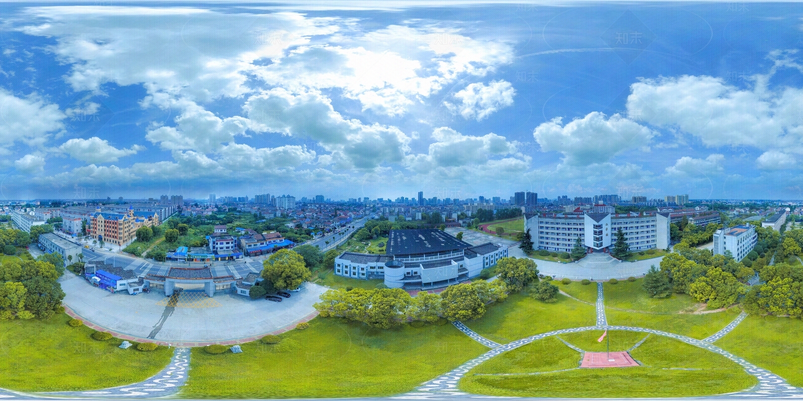 HDR城市小区社区广场全景贴图下载【ID:1159101233】