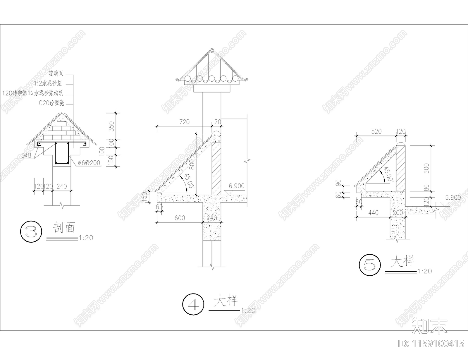 波浪围墙入口门洞做法施工图下载【ID:1159100415】