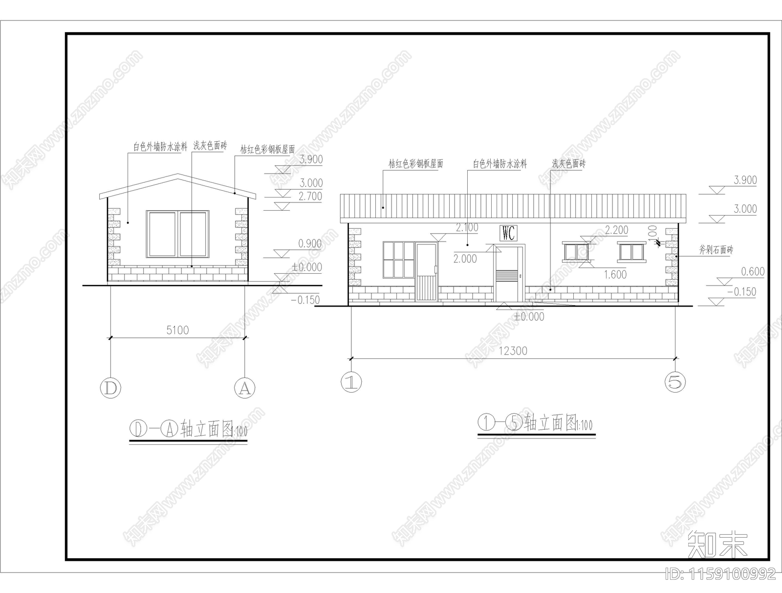 73平米小型公厕建筑方案设计图cad施工图下载【ID:1159100992】