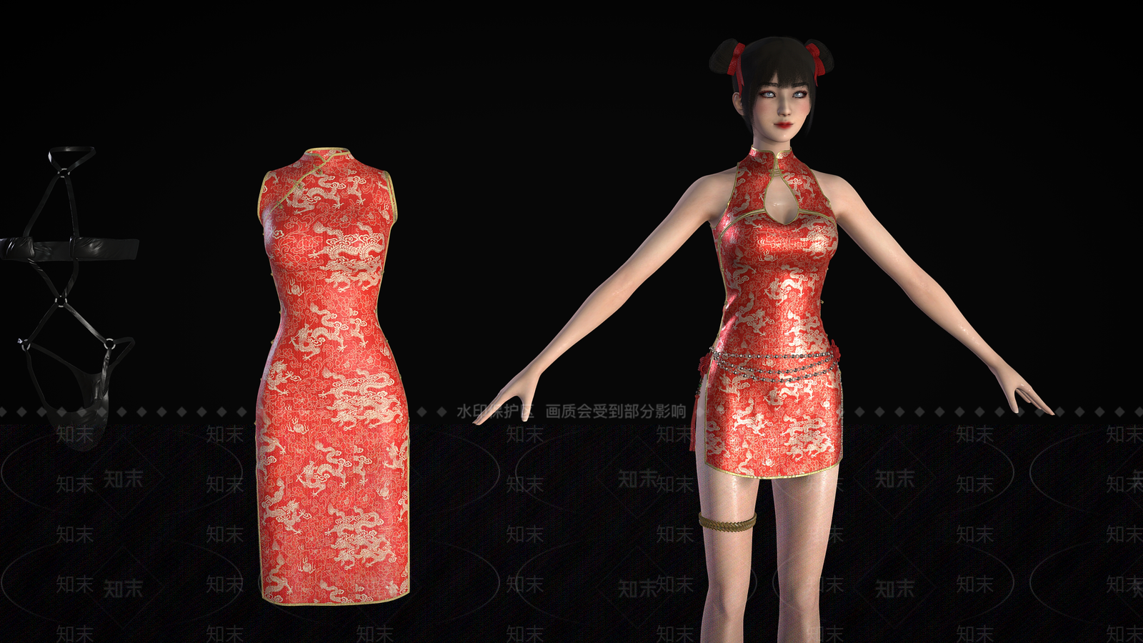 穿旗袍的女孩3D模型下载【ID:1159101229】