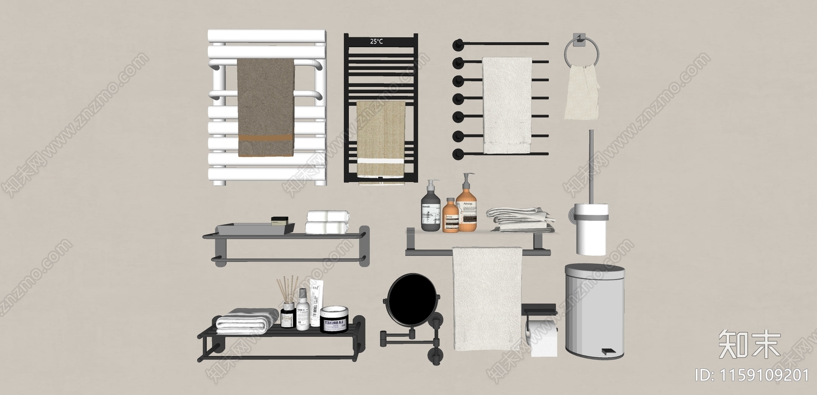 现代毛巾架SU模型下载【ID:1159109201】
