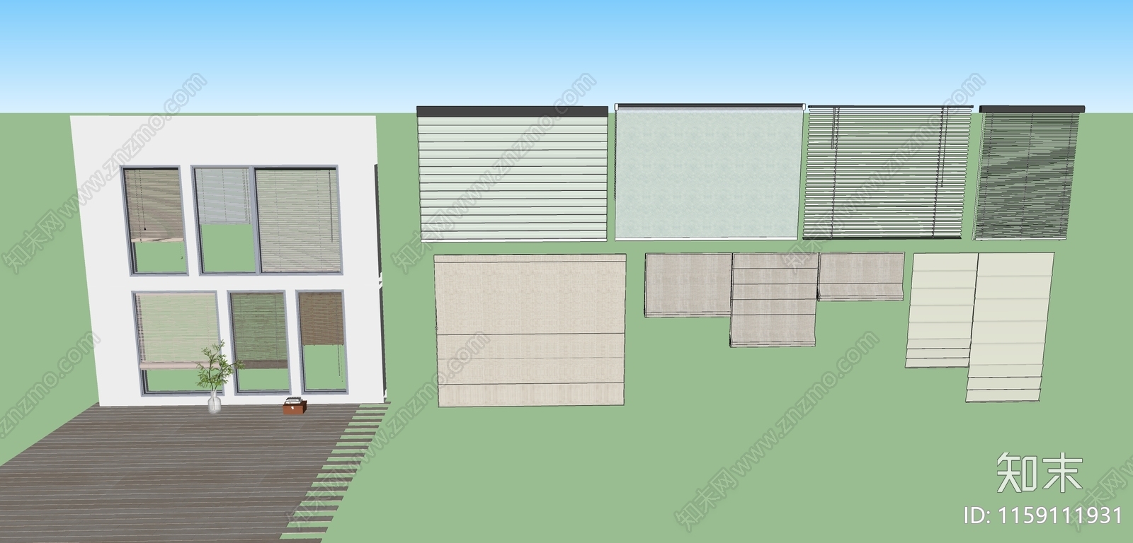 现代百叶窗组合SU模型下载【ID:1159111931】