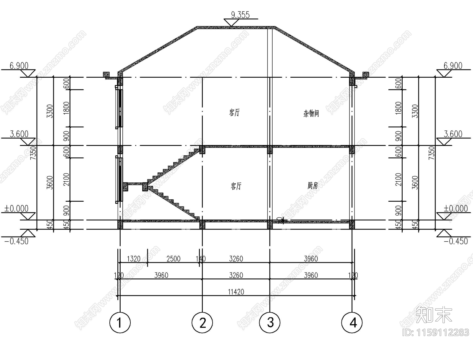 新中式自建房建筑图纸cad施工图下载【ID:1159112283】