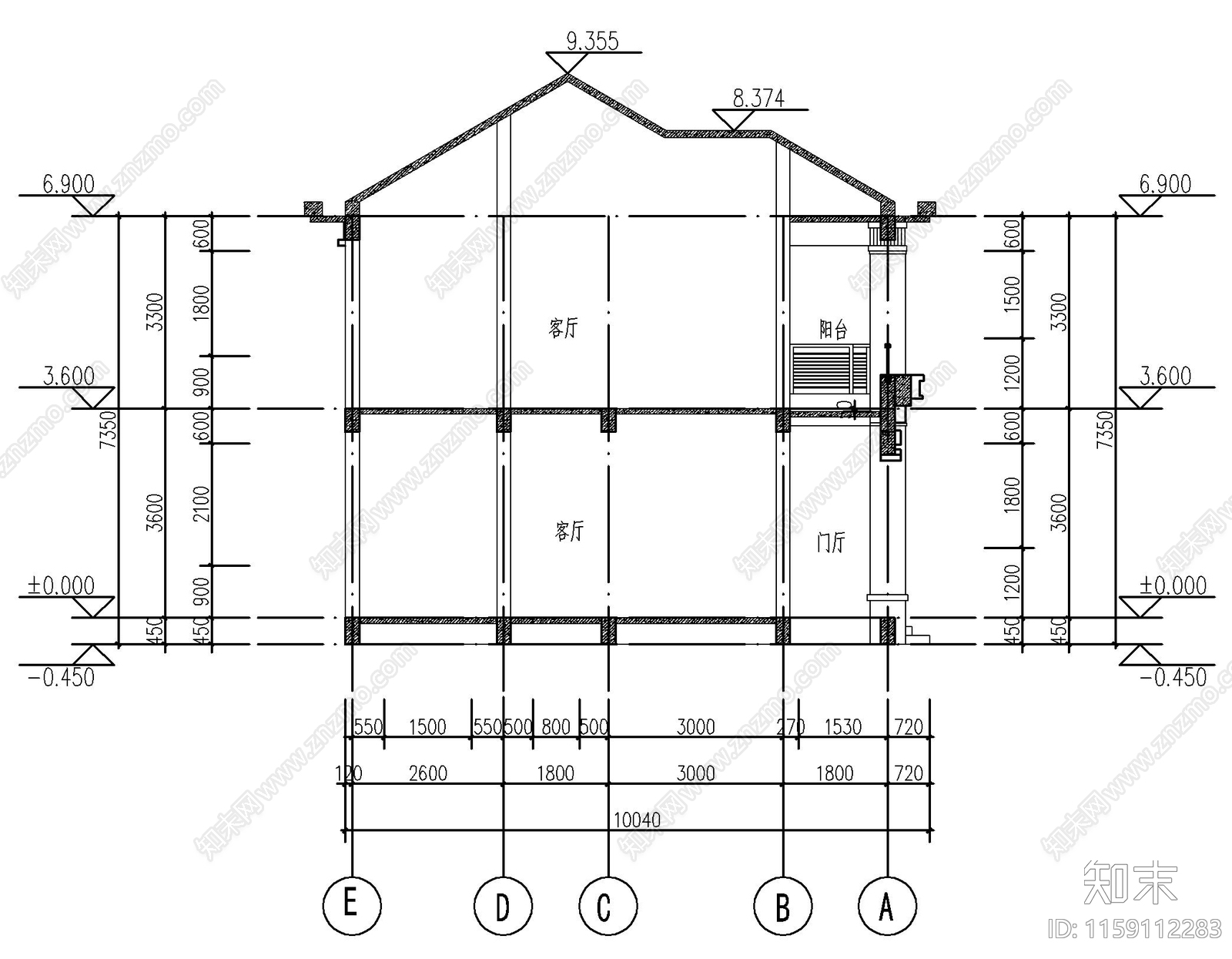 新中式自建房建筑图纸cad施工图下载【ID:1159112283】