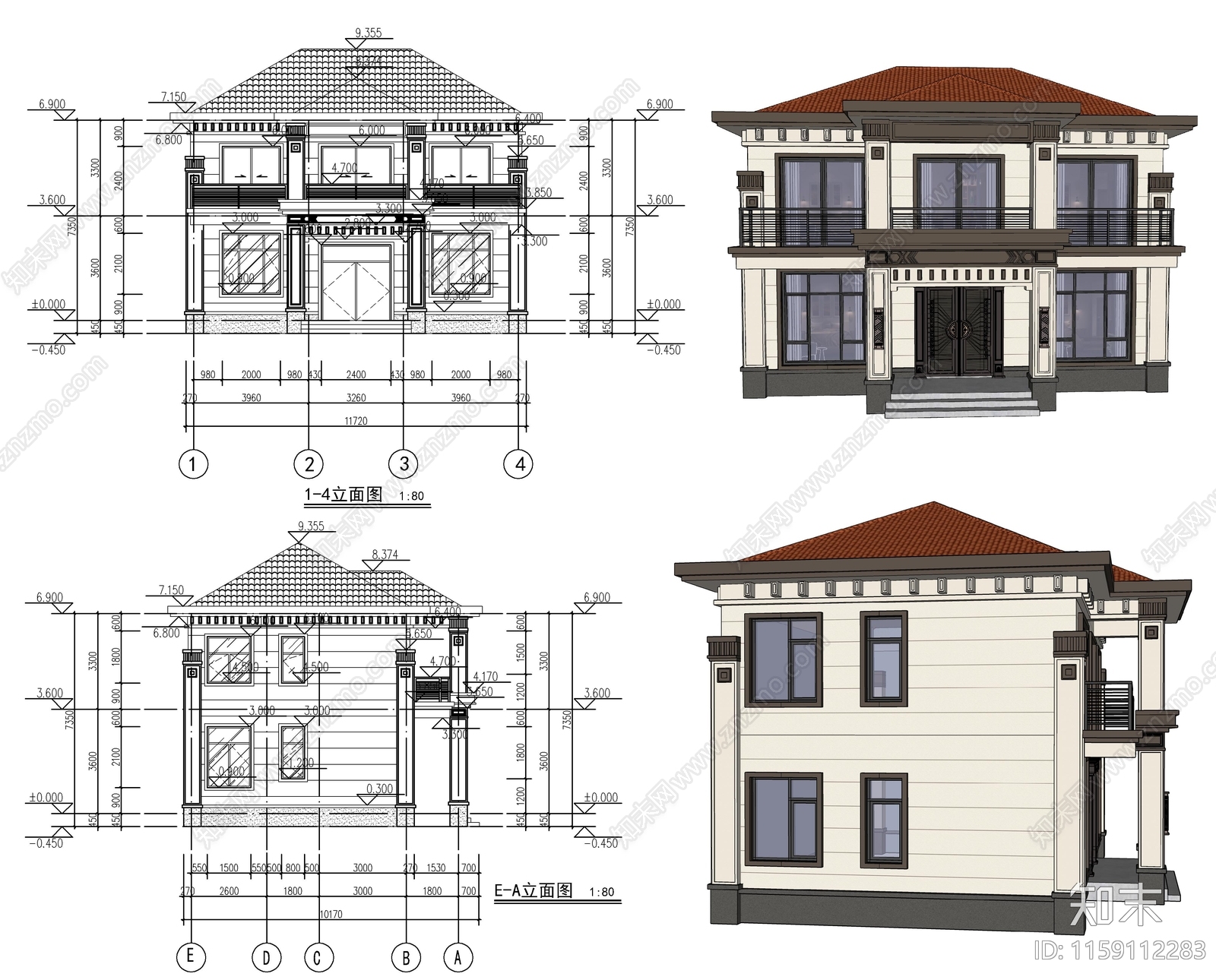 新中式自建房建筑图纸cad施工图下载【ID:1159112283】