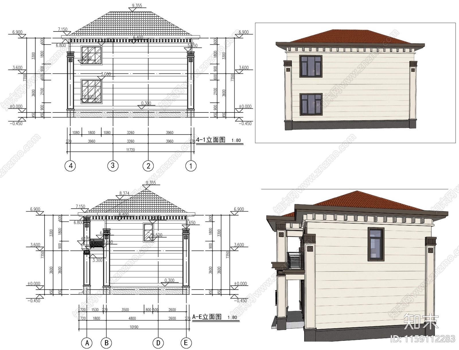 新中式自建房建筑图纸cad施工图下载【ID:1159112283】