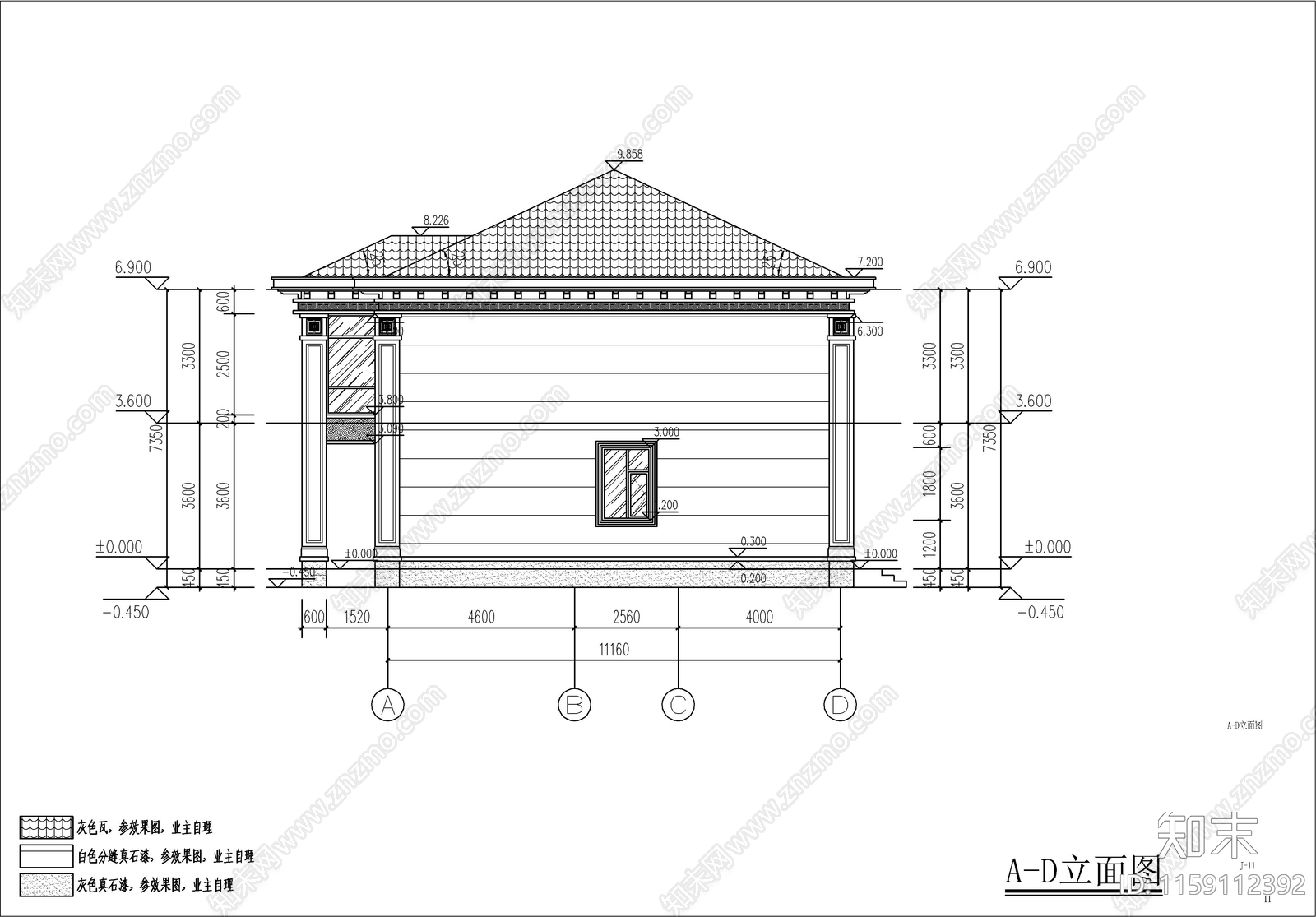 新中式自建房建筑设计cad施工图下载【ID:1159112392】