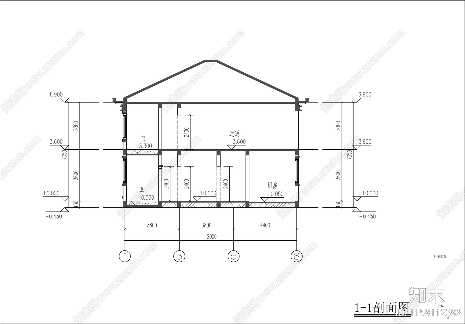 新中式自建房建筑设计cad施工图下载【ID:1159112392】