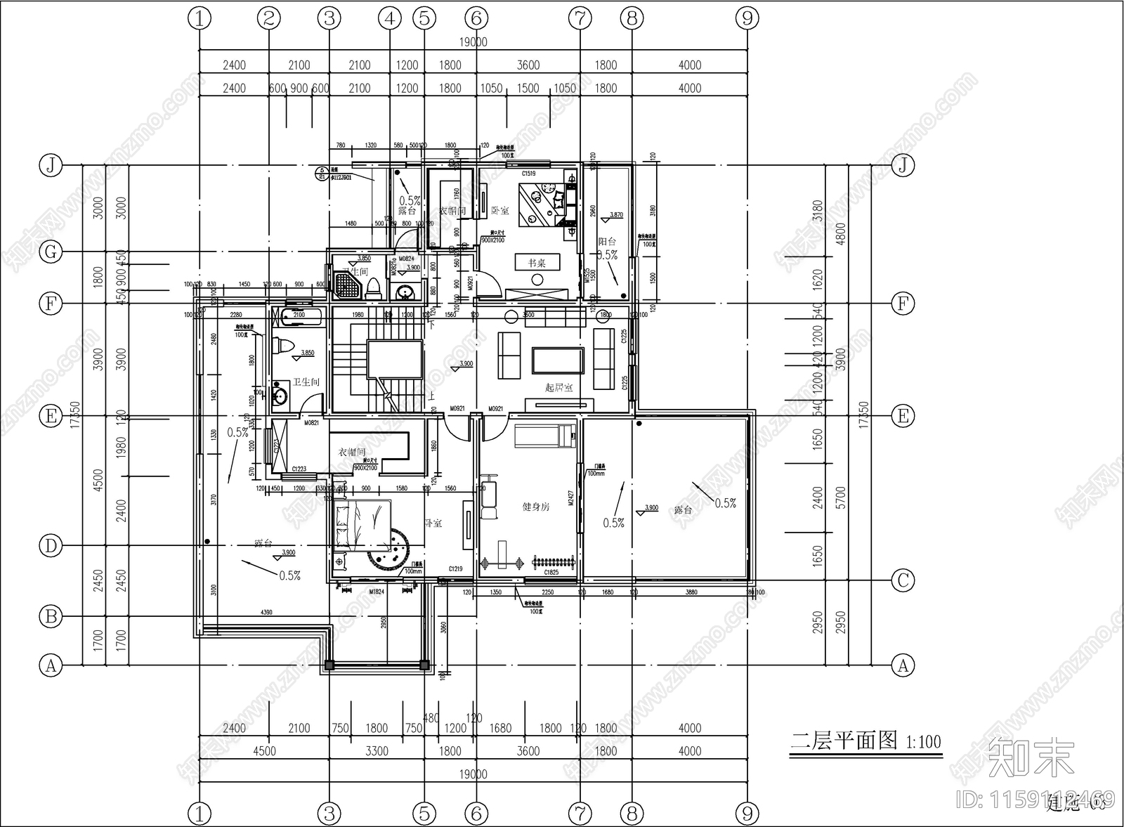 现代自建房建筑设计cad施工图下载【ID:1159112469】