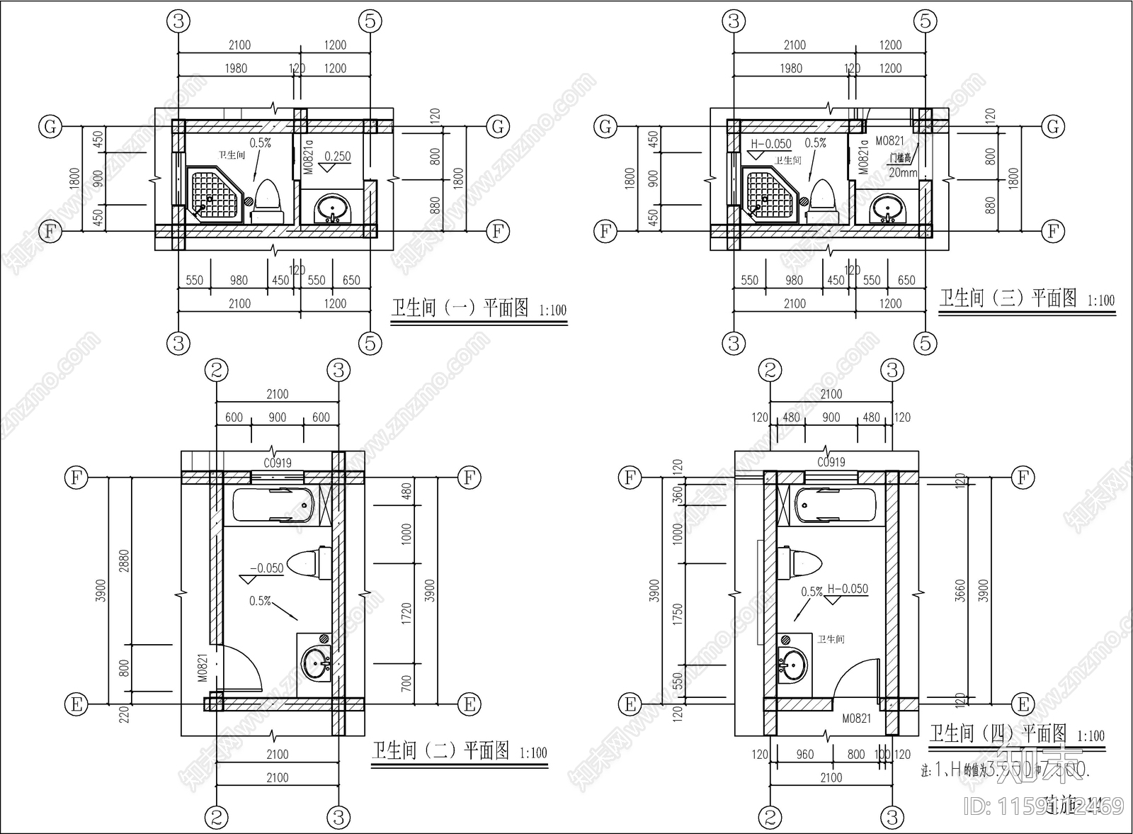 现代自建房建筑设计cad施工图下载【ID:1159112469】