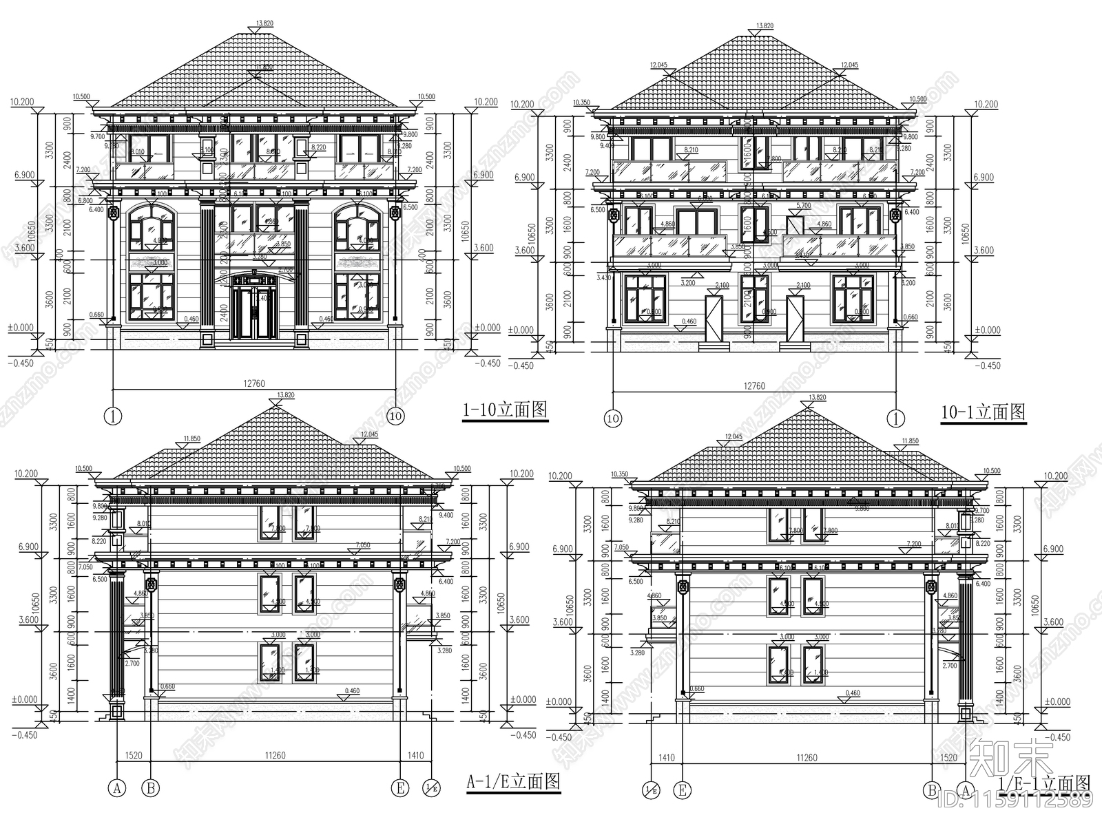 新中式自建房建筑cad施工图下载【ID:1159112589】