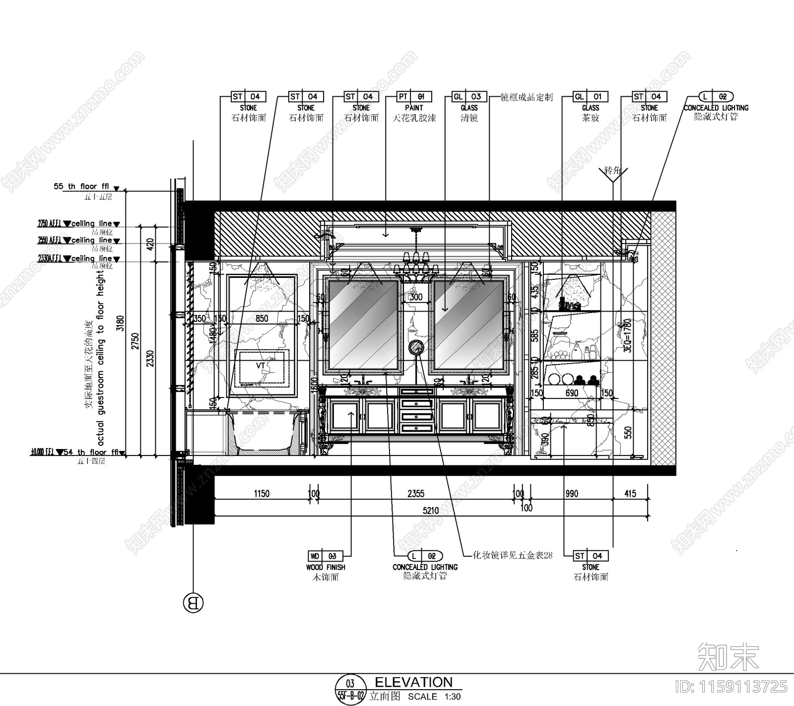 公馆会所室cad施工图下载【ID:1159113725】