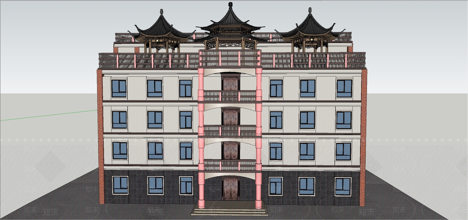 新中式多层住宅SU模型下载【ID:1159118140】