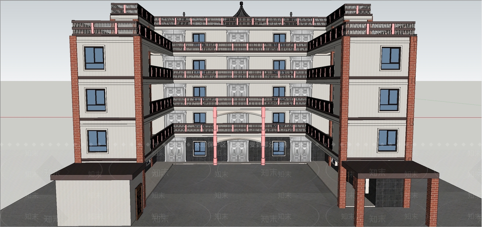 新中式多层住宅SU模型下载【ID:1159118140】