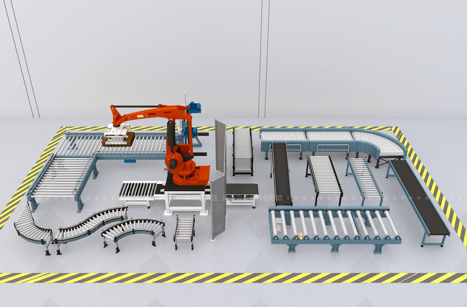 工业风传送带物流生产线机器人3D模型下载【ID:1159122233】