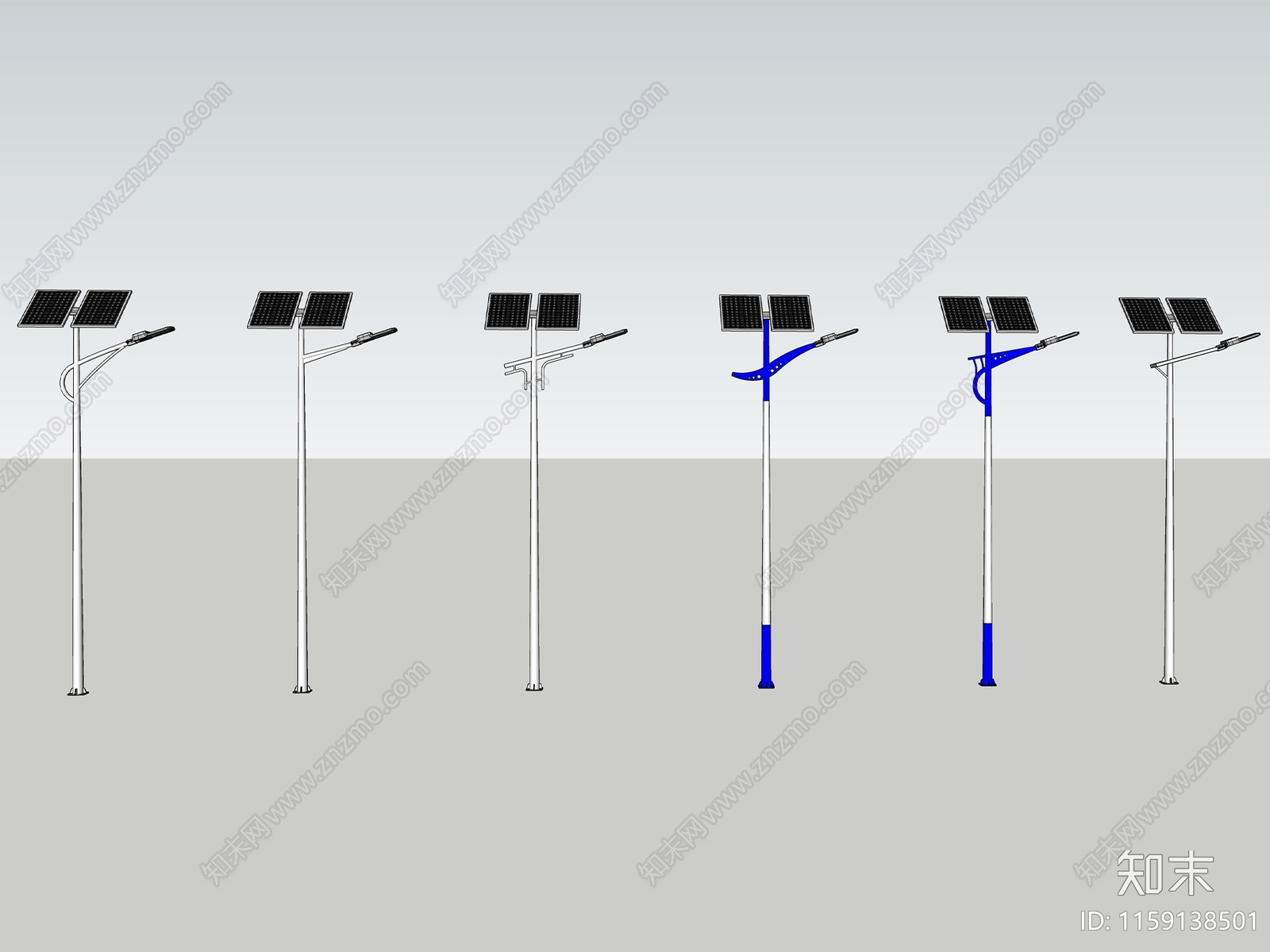 现代太阳能路灯SU模型下载【ID:1159138501】