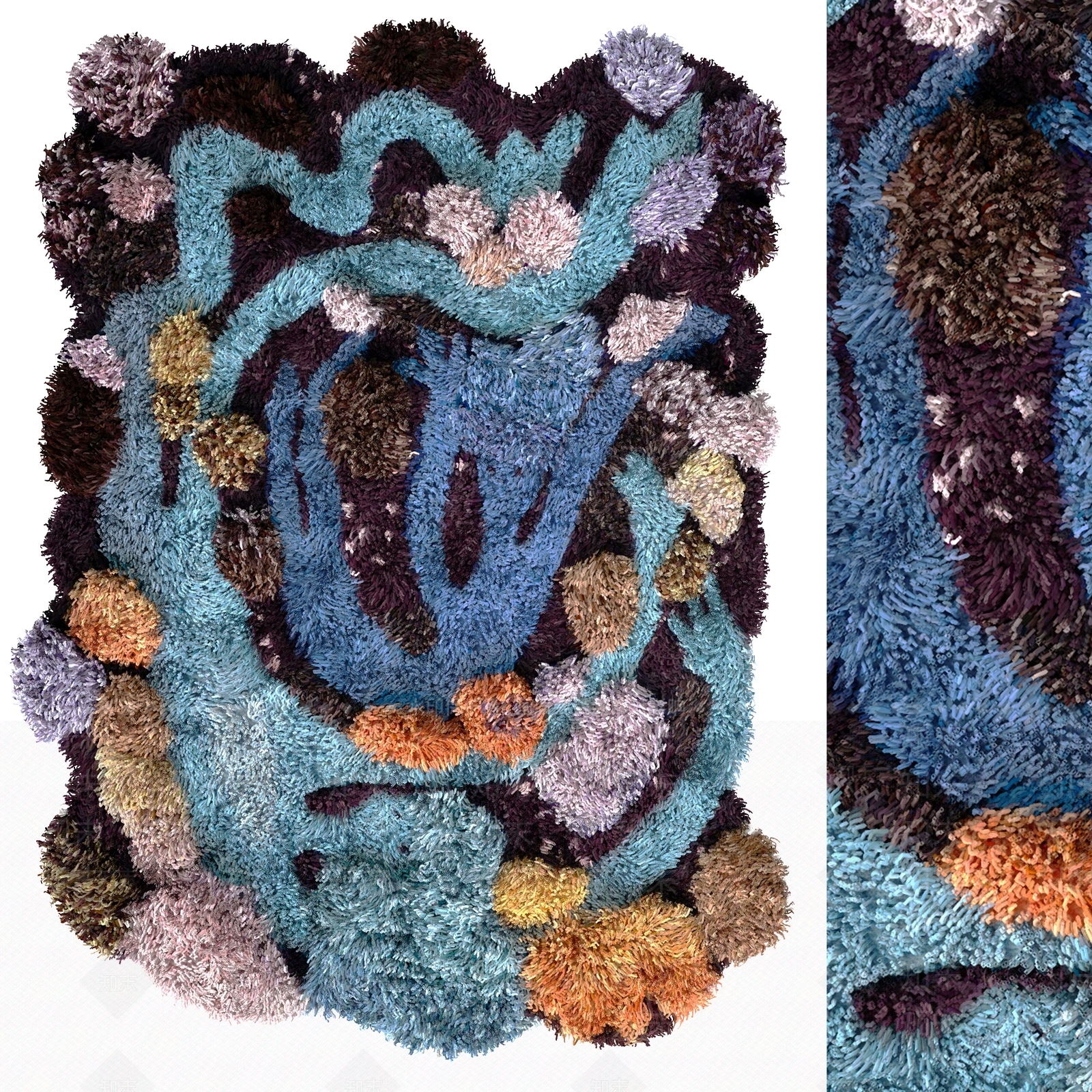 现代毛绒地毯SU模型下载【ID:1159128136】