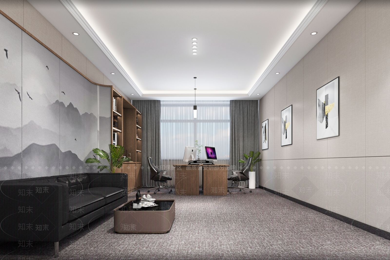 新中式校长办公室3D模型下载【ID:1159132178】