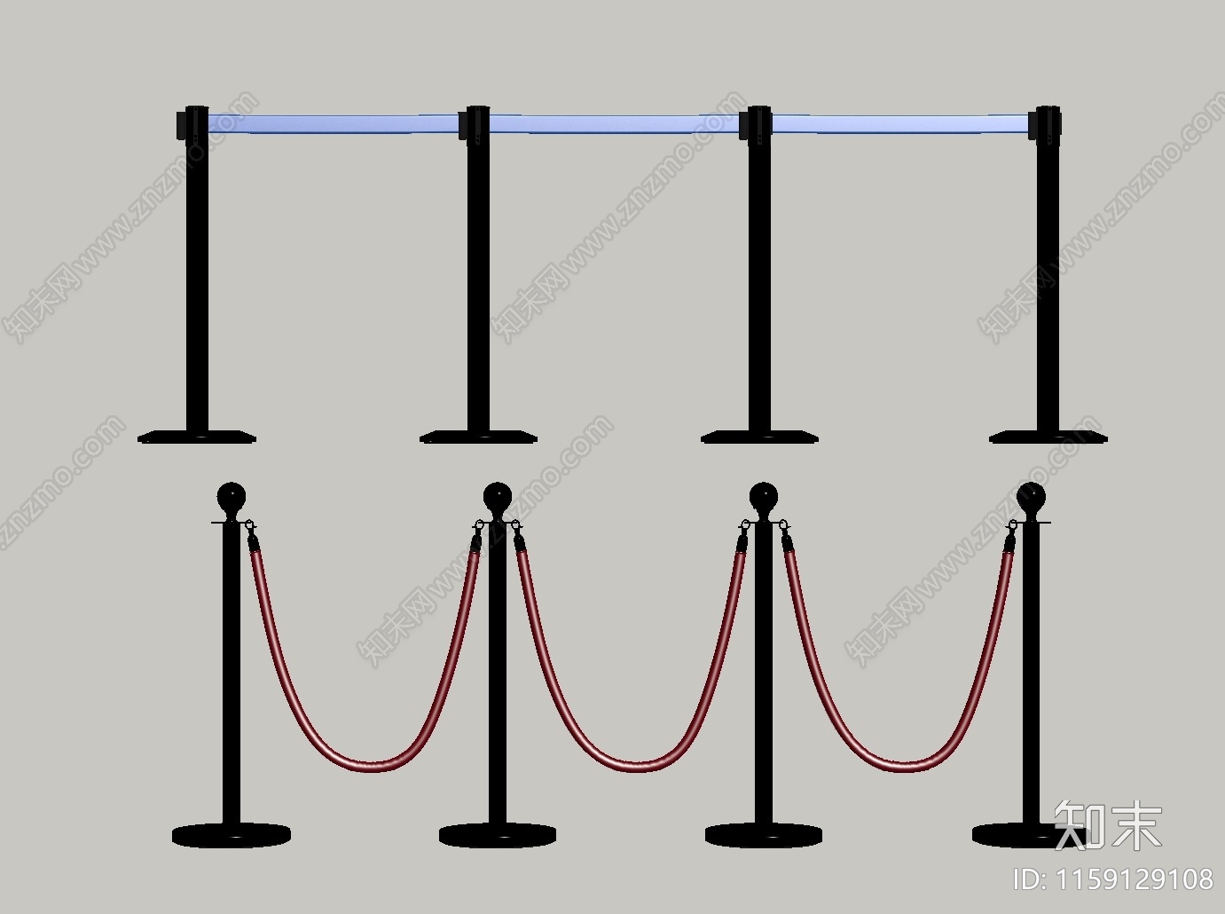 现代排队护栏SU模型下载【ID:1159129108】