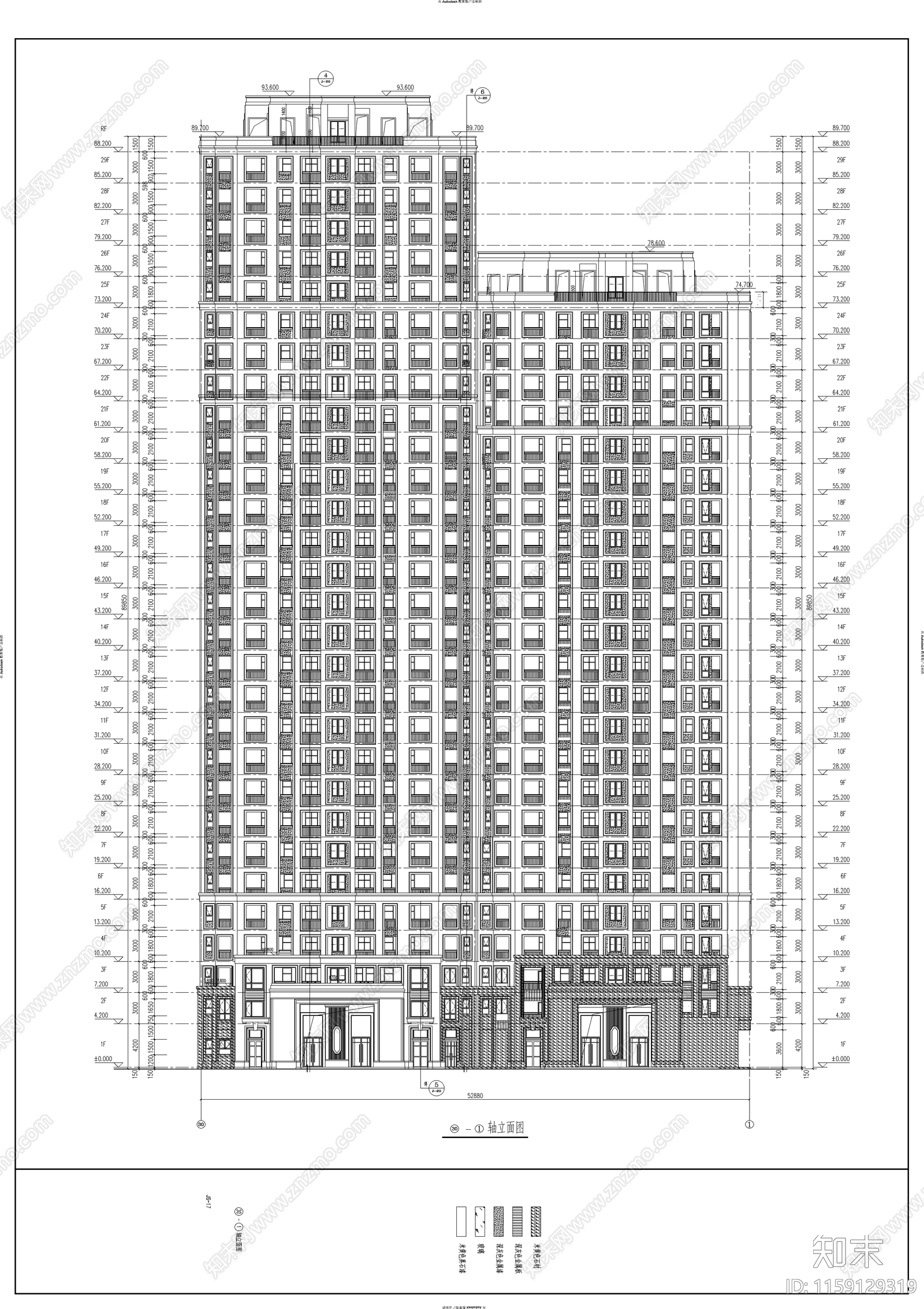 高端住宅小区建筑图cad施工图下载【ID:1159129319】