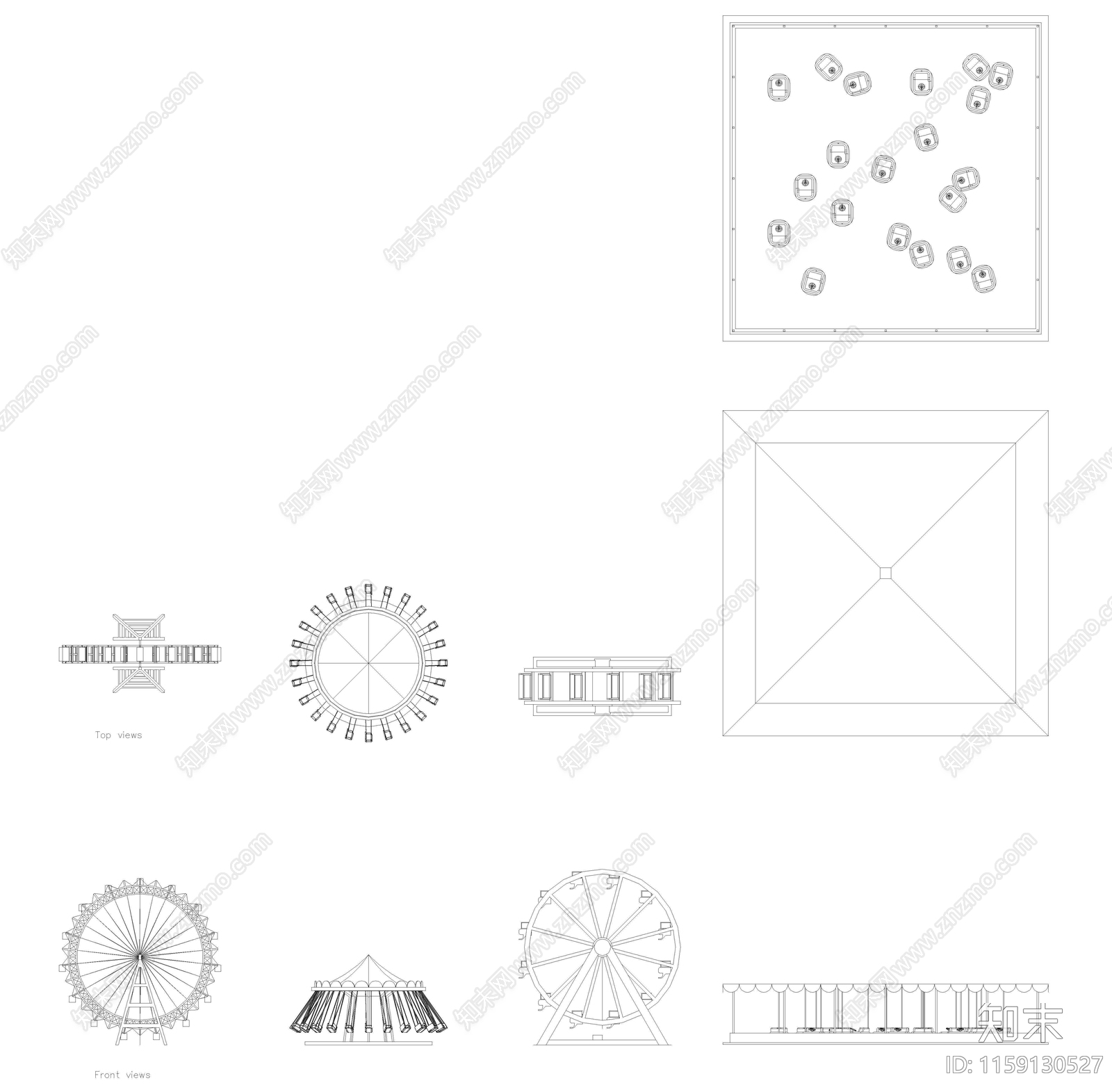儿童游乐场设备图库cad施工图下载【ID:1159130527】