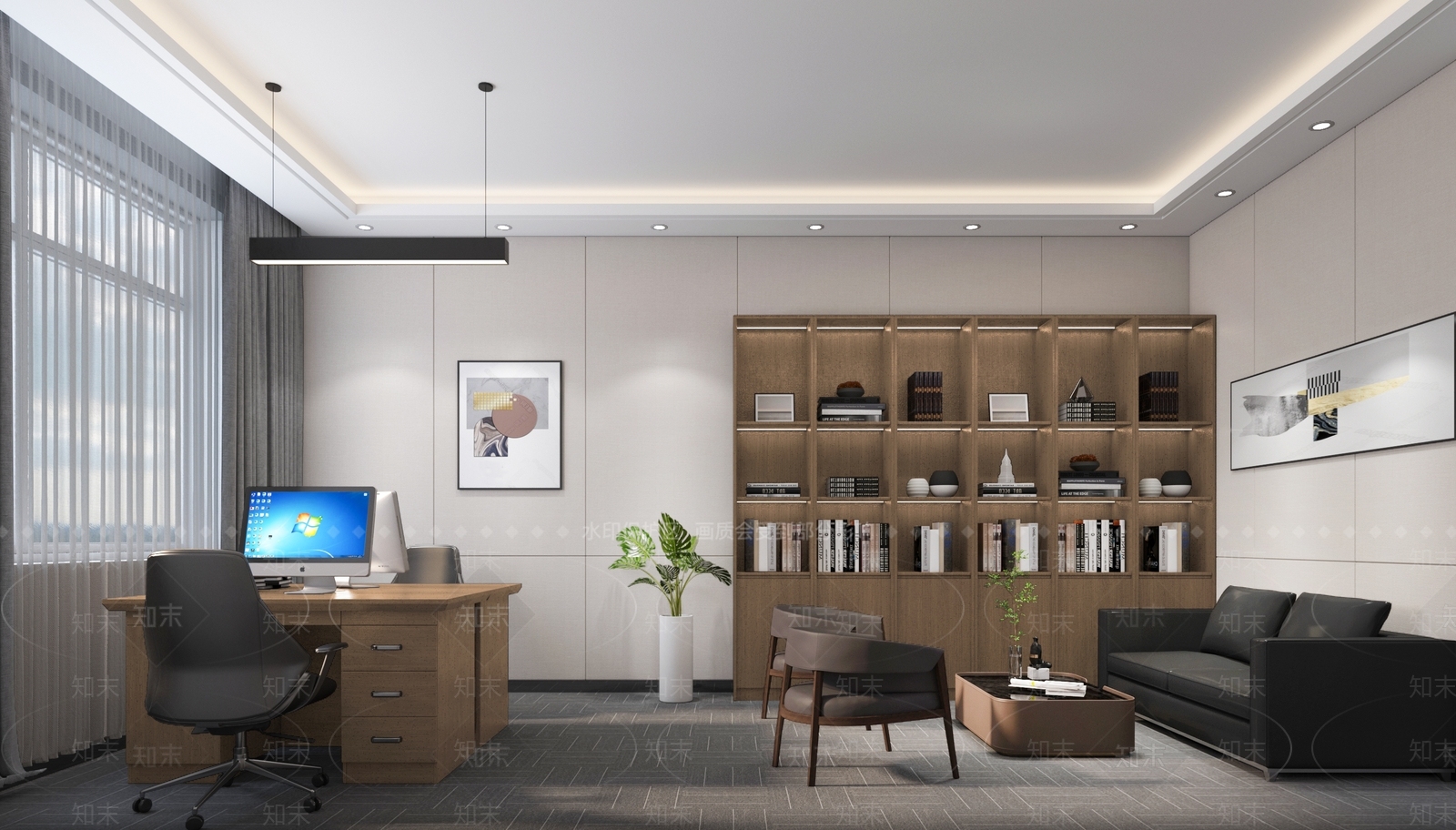 现代校长办公室3D模型下载【ID:1159132773】