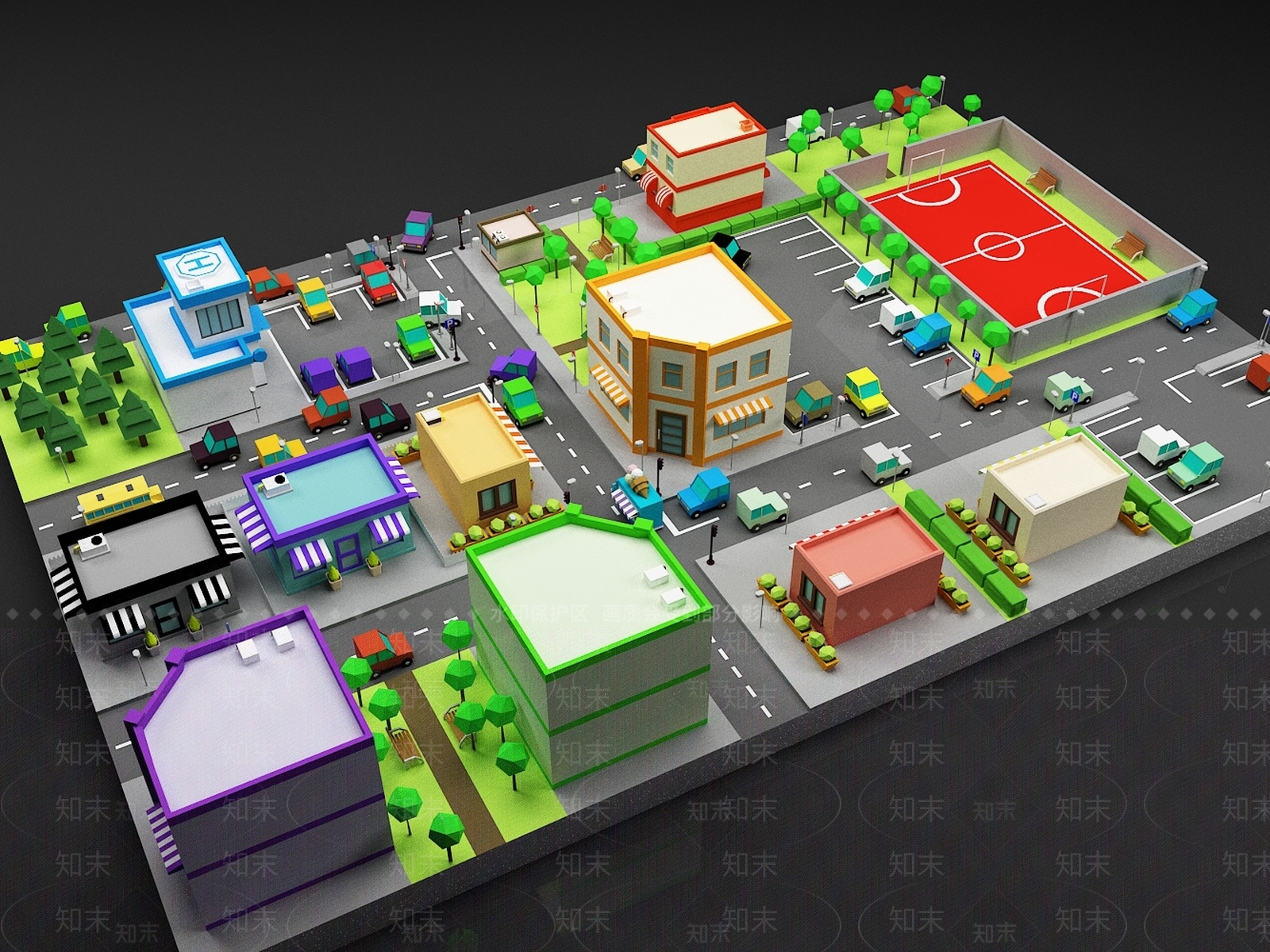 现代卡通城市3D模型下载【ID:1159134935】