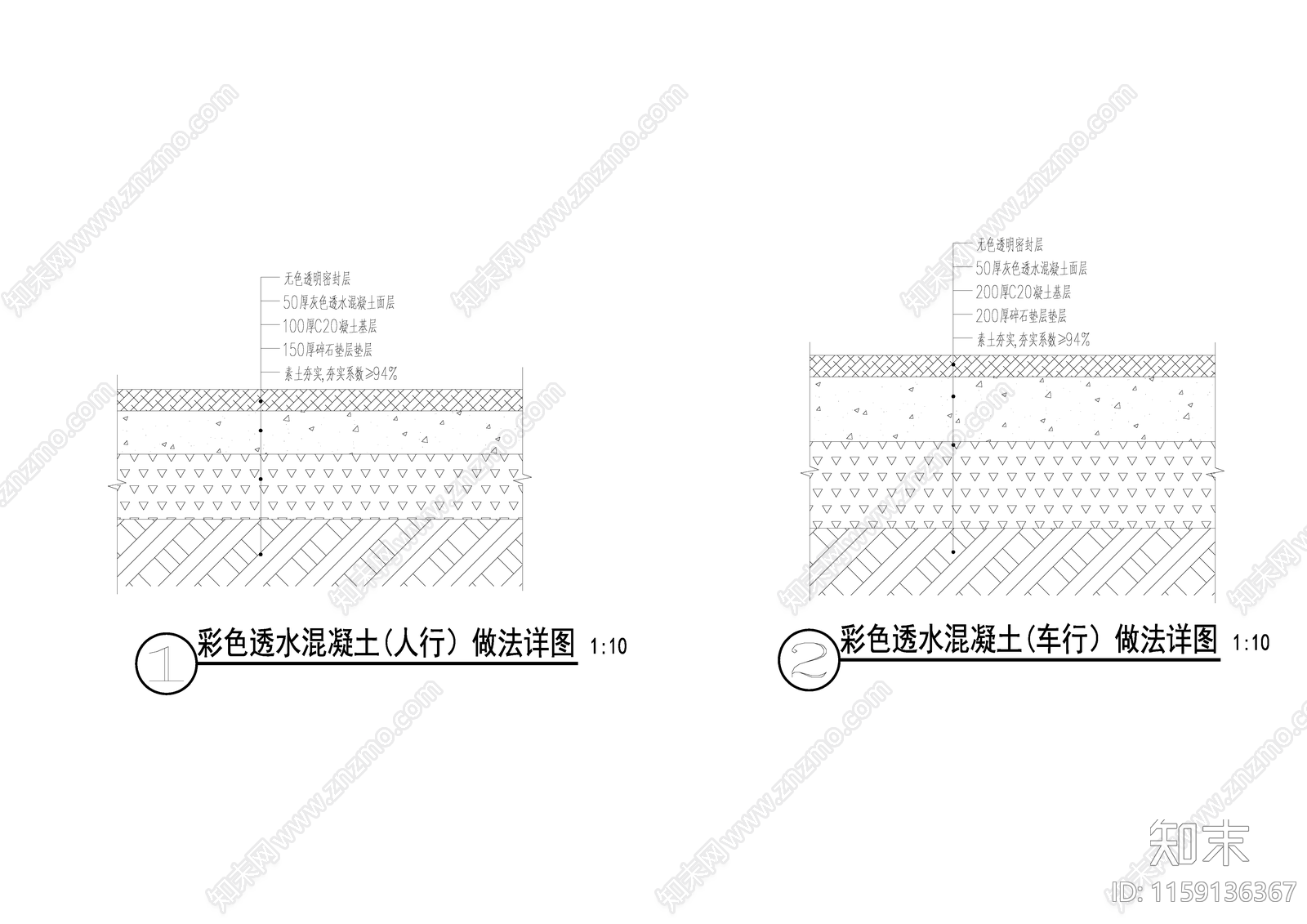 彩色透水混凝土地面大样施工图下载【ID:1159136367】