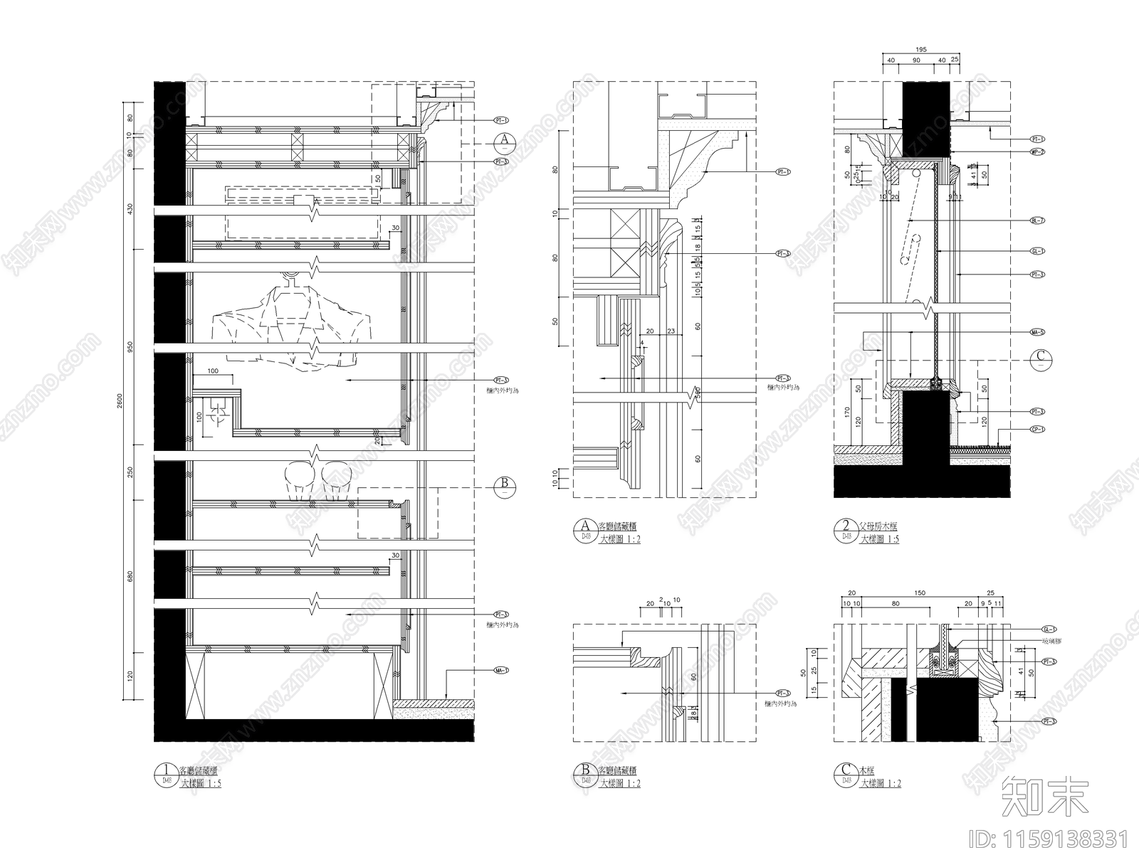 杭州綠城新綠園B戶型cad施工图下载【ID:1159138331】