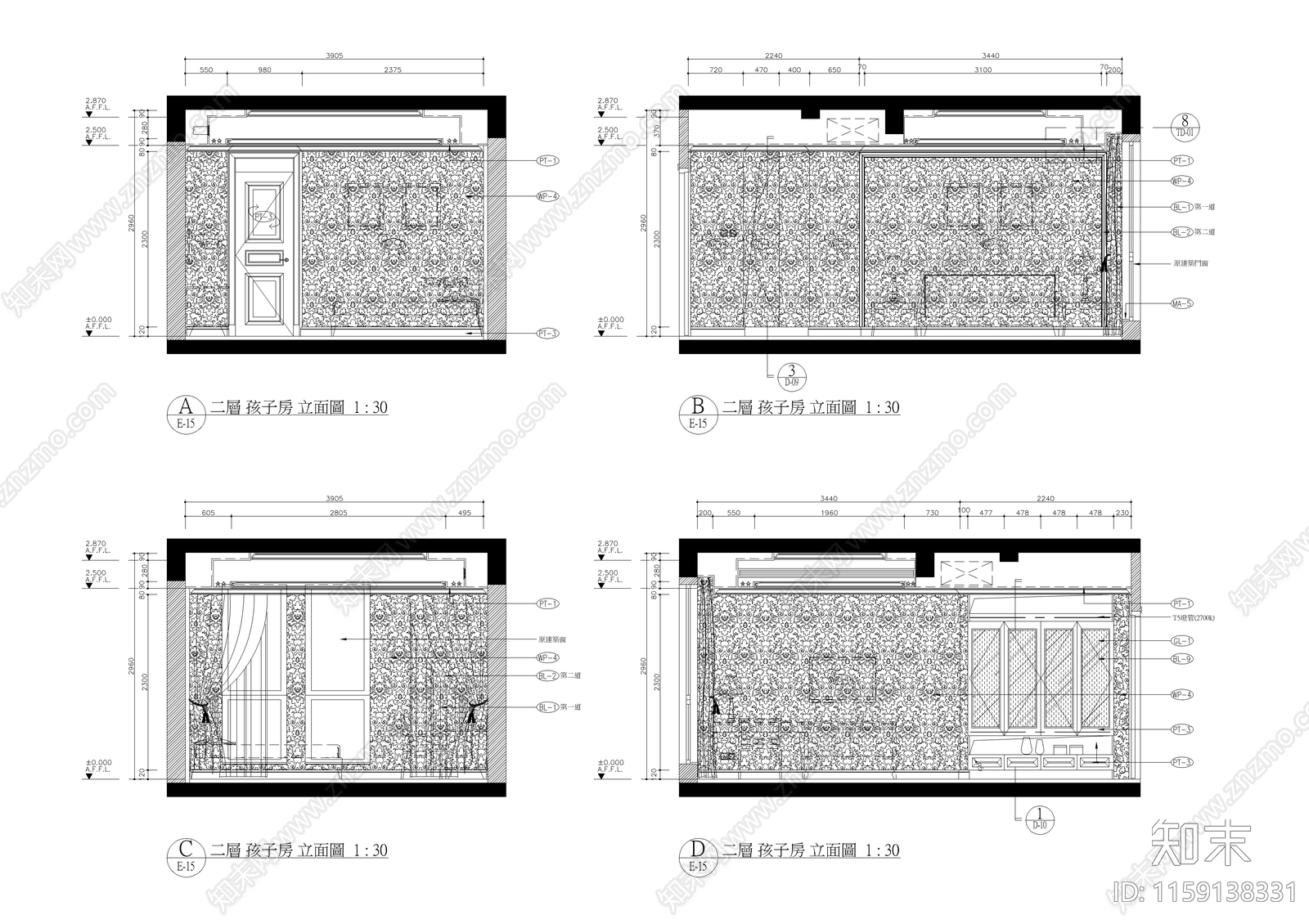 杭州綠城新綠園B戶型cad施工图下载【ID:1159138331】