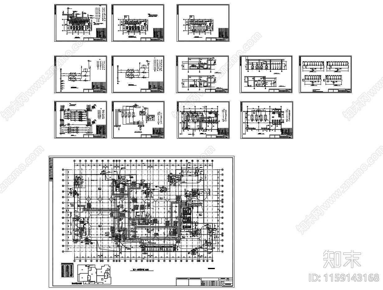 大型离心机组冷热机房布置图管道流程图施工图下载【ID:1159143168】