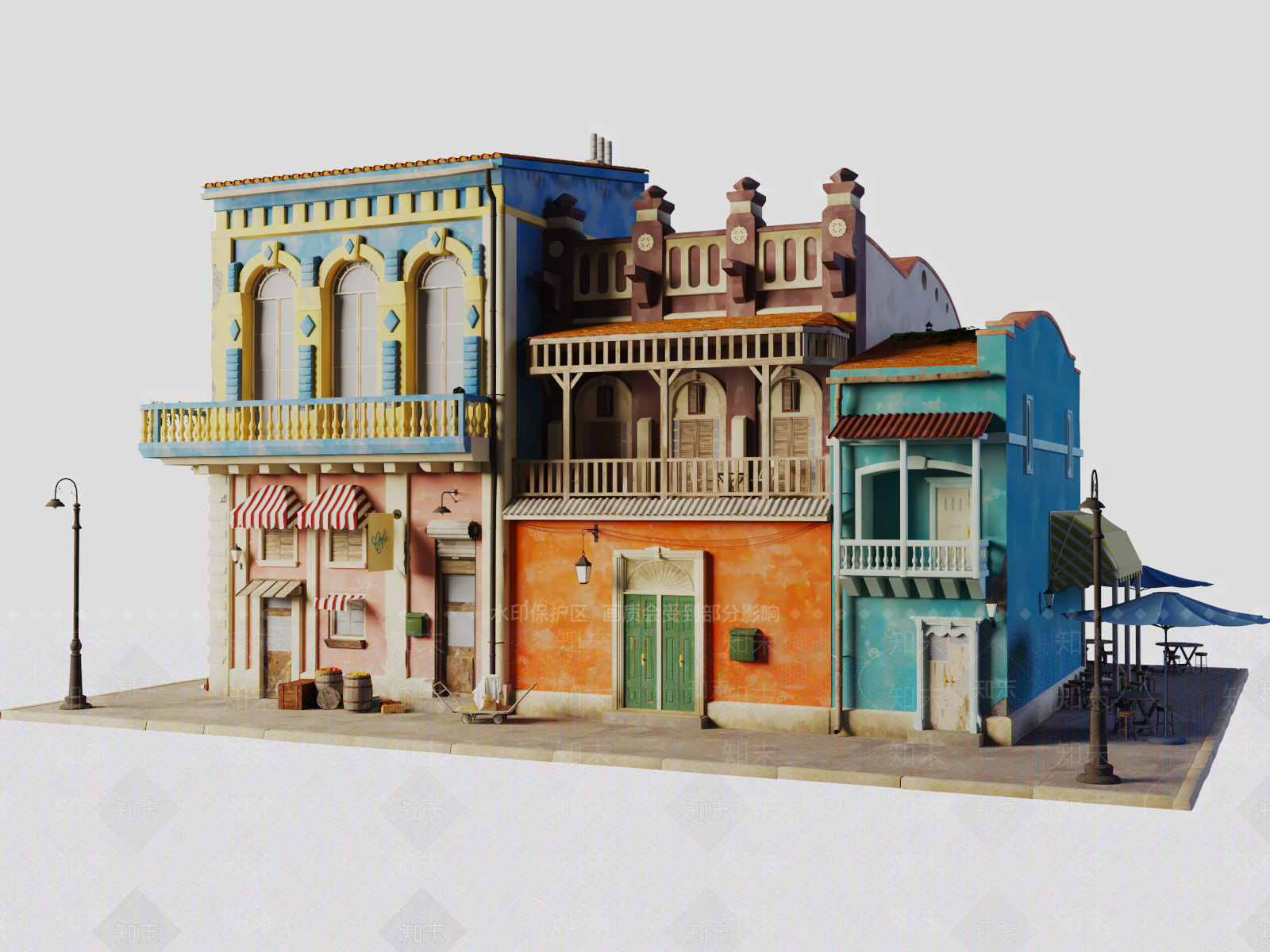 简欧欧式转角店铺3D模型下载【ID:1159150483】