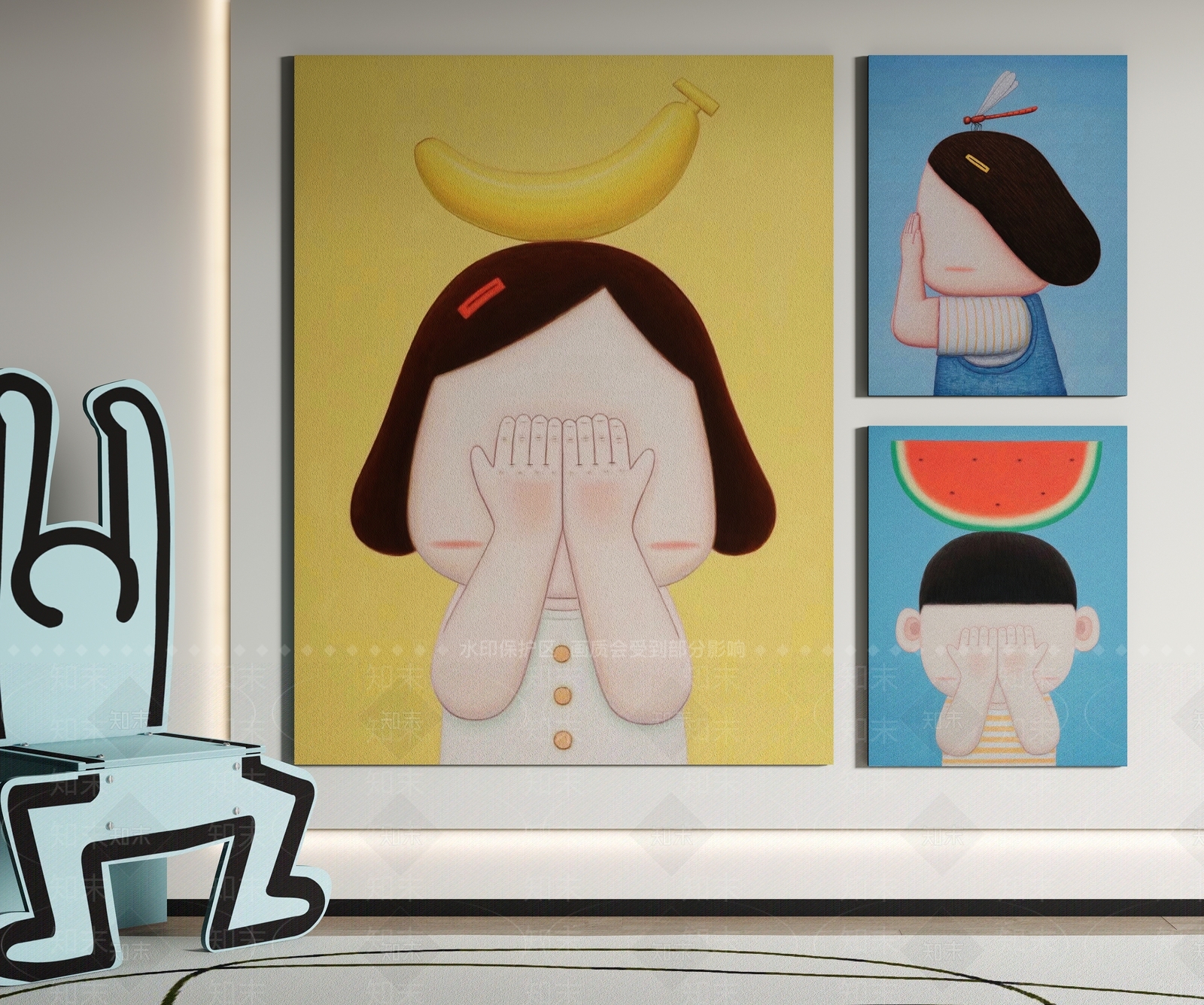 现代人物抽象挂画SU模型下载【ID:1159148801】