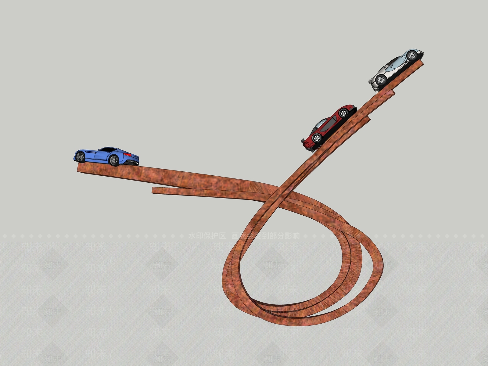 现代汽车城入口曲线雕塑小品SU模型下载【ID:1159342083】