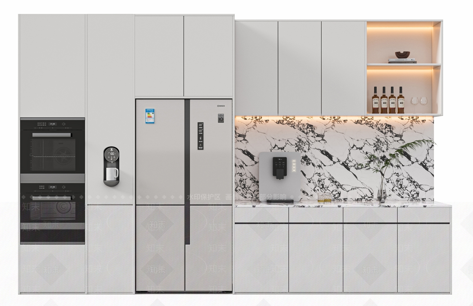 现代酒柜组合3D模型下载【ID:1159156130】