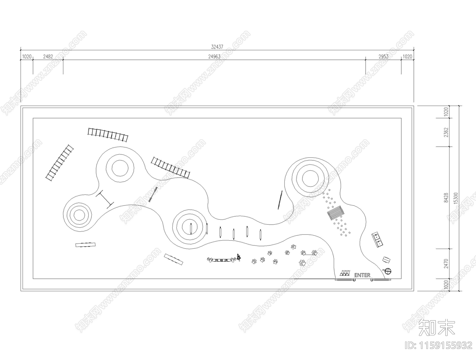 萌宠乐园cad施工图下载【ID:1159155932】