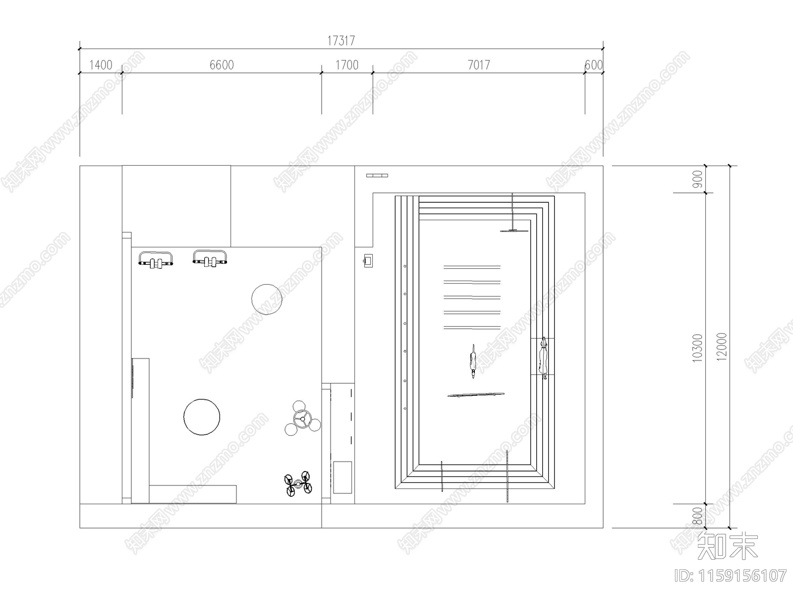 萌宠乐园cad施工图下载【ID:1159156107】