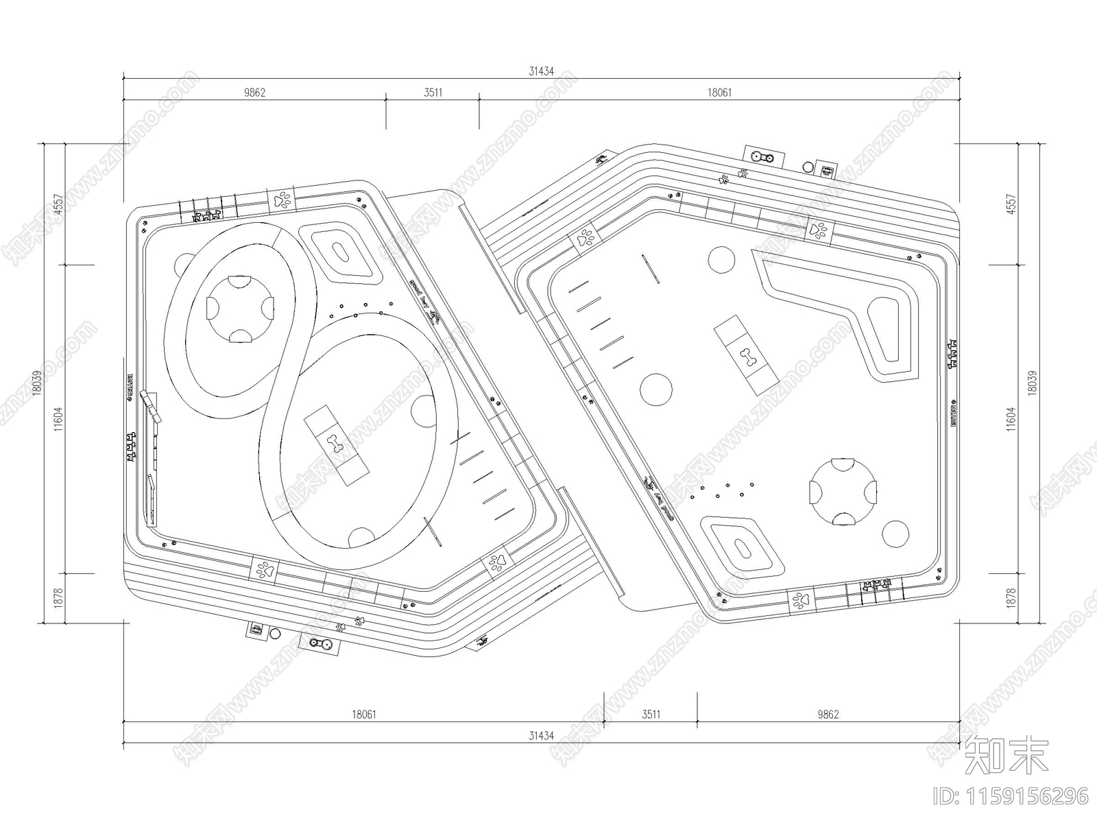 萌宠乐园cad施工图下载【ID:1159156296】