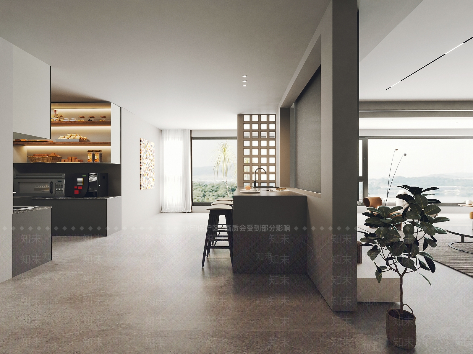 现代轻奢吧台茶水间休息区3D模型下载【ID:1159157568】