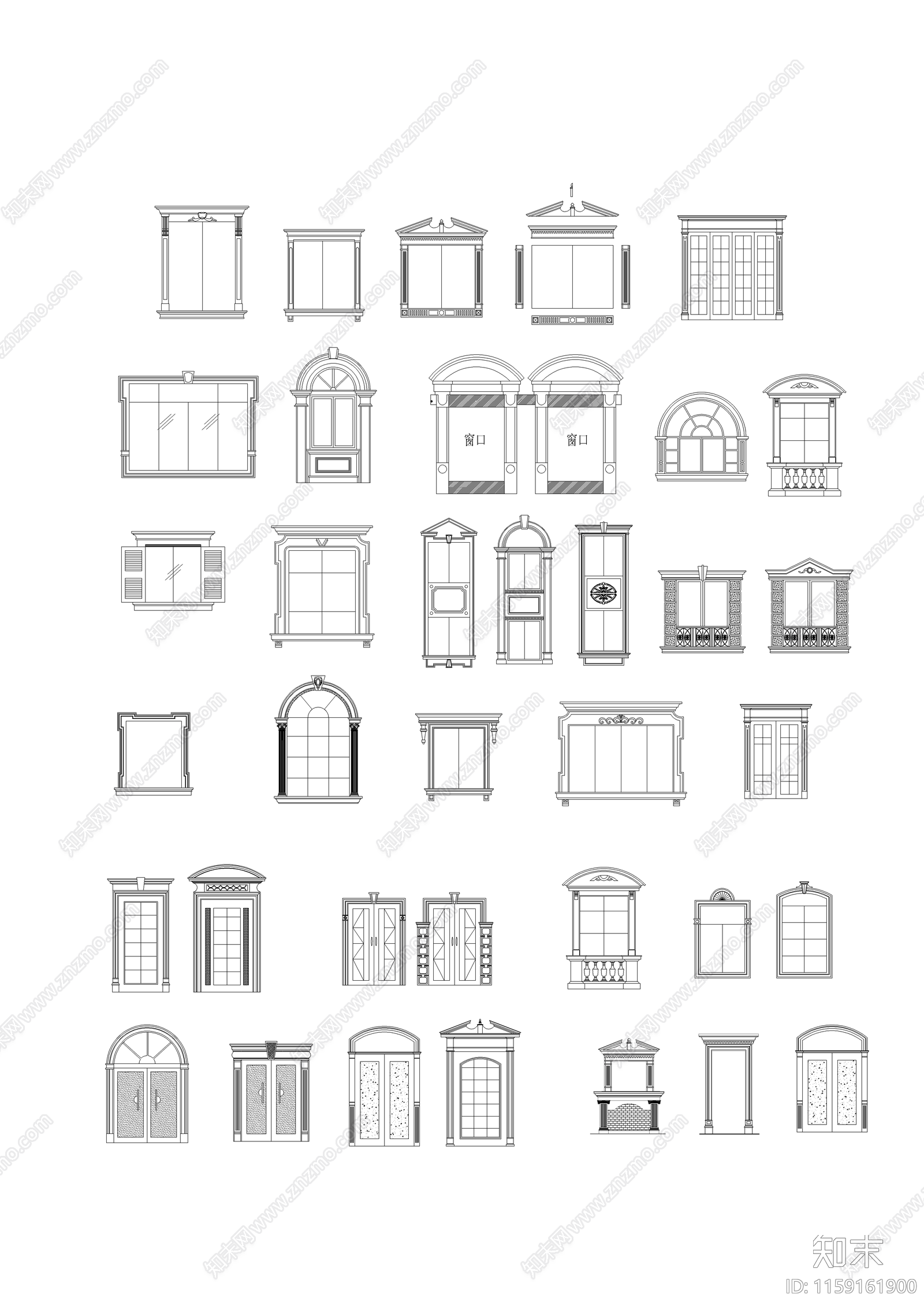 数百种窗户图库大全cad施工图下载【ID:1159161900】