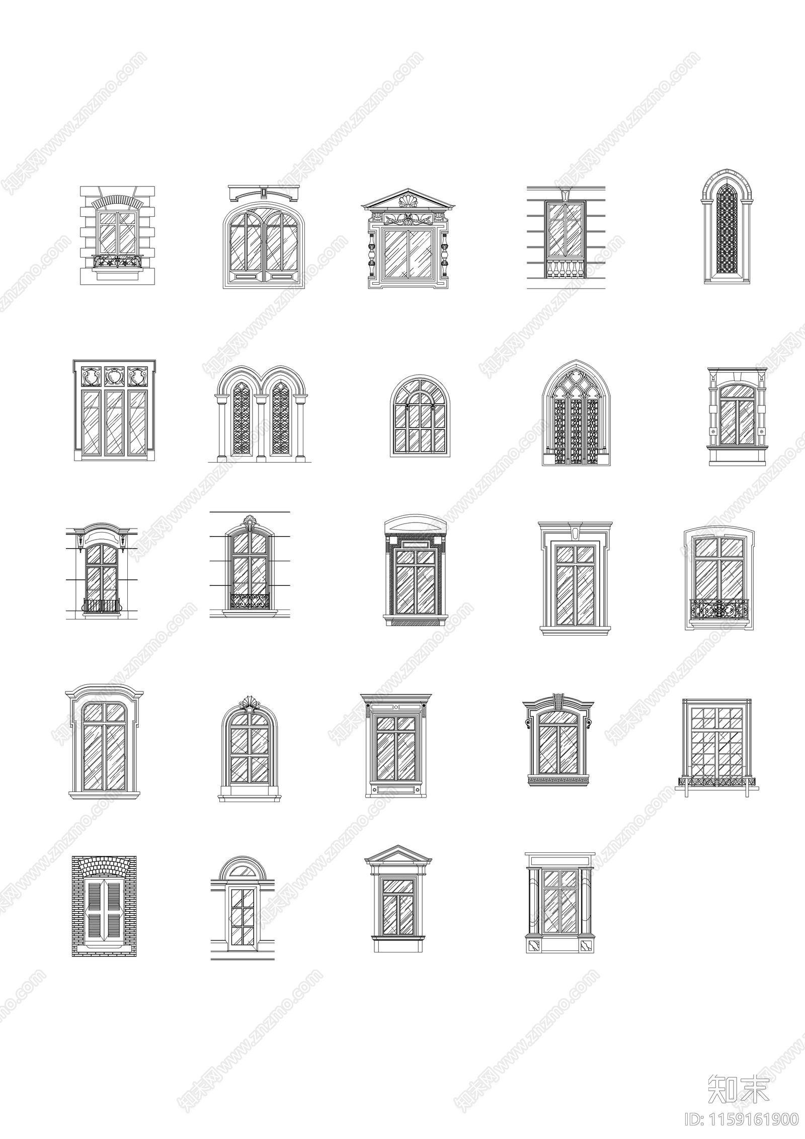 数百种窗户图库大全cad施工图下载【ID:1159161900】