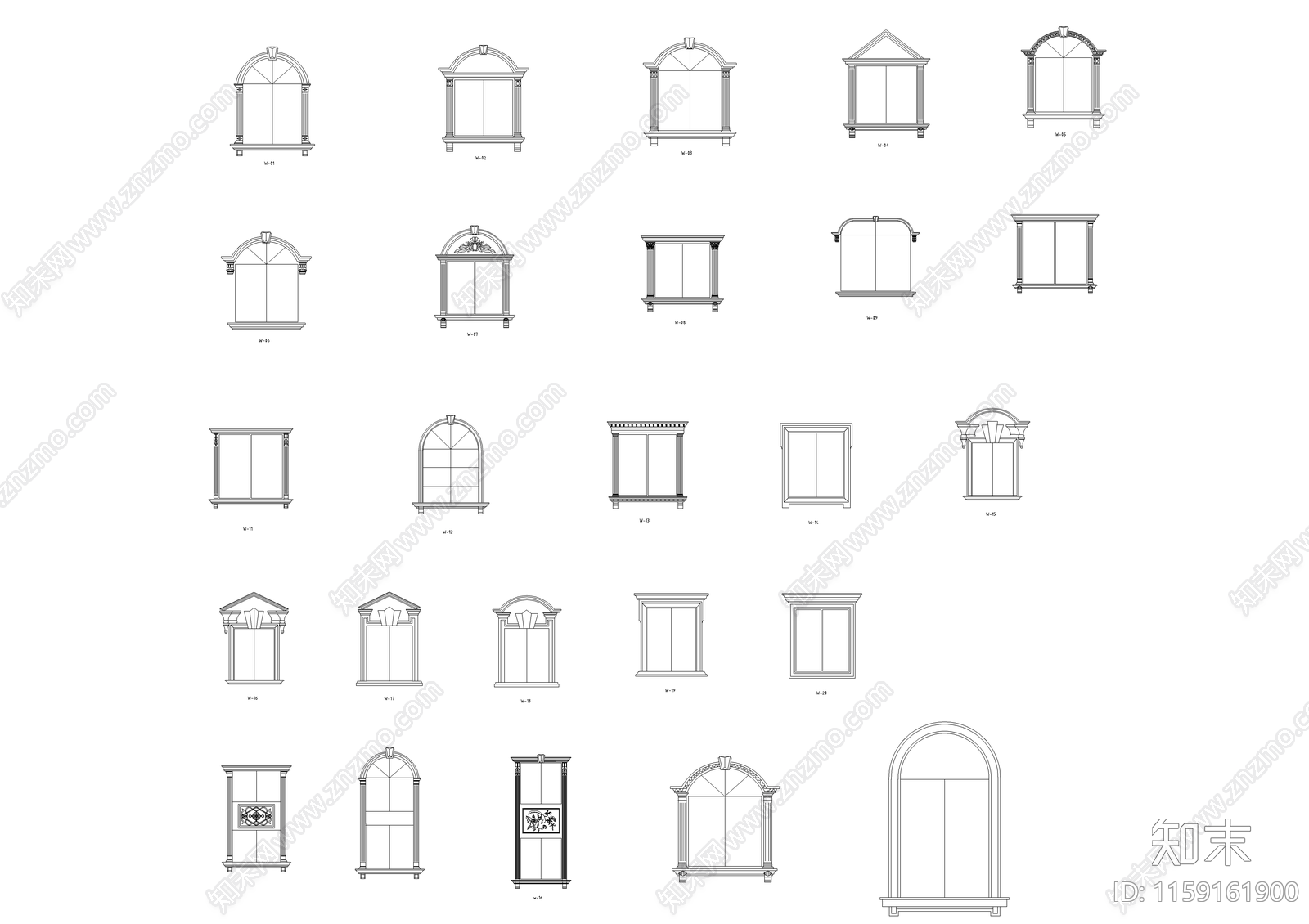 数百种窗户图库大全cad施工图下载【ID:1159161900】
