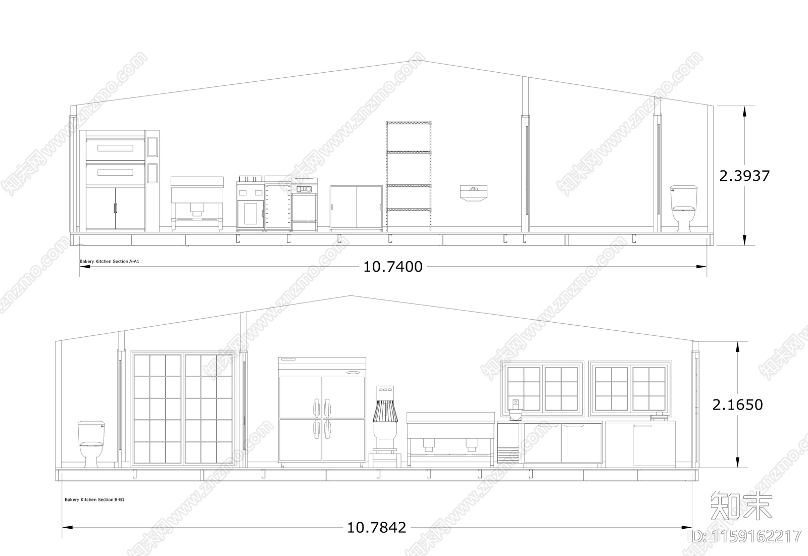 蛋糕店CAcad施工图下载【ID:1159162217】