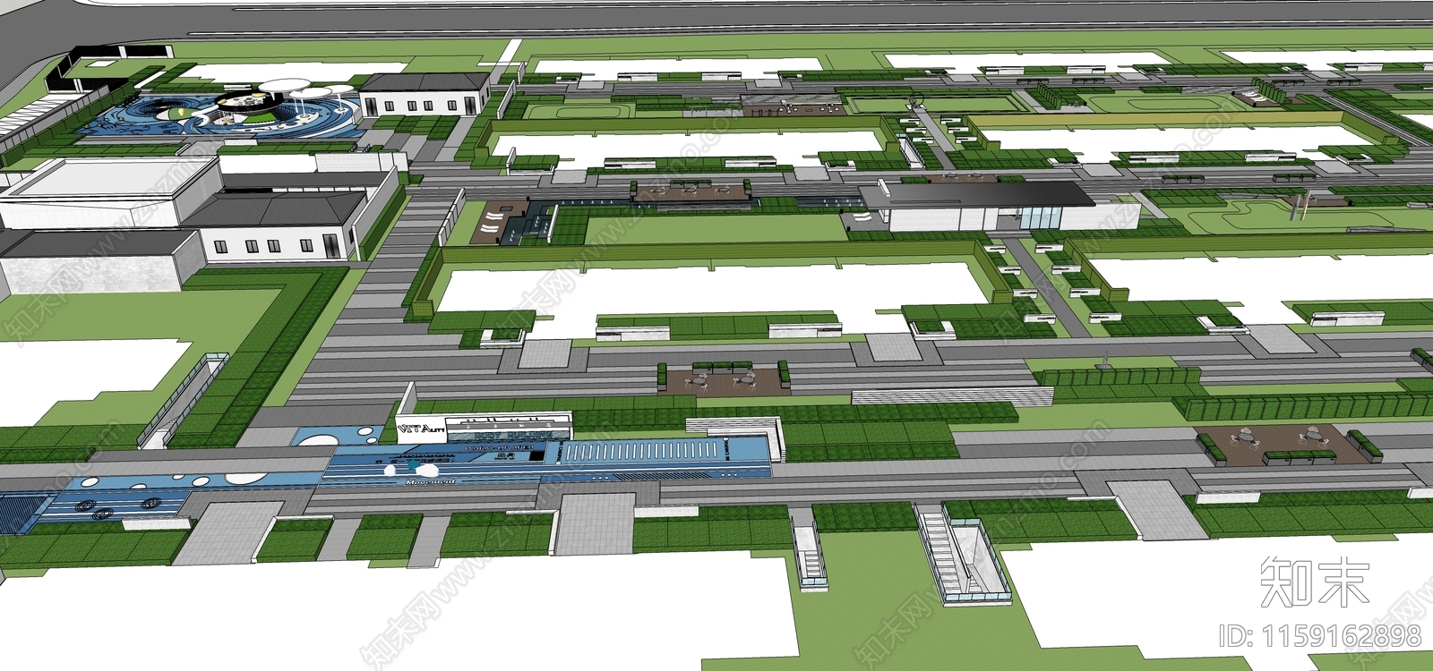 现代小区景观SU模型下载【ID:1159162898】