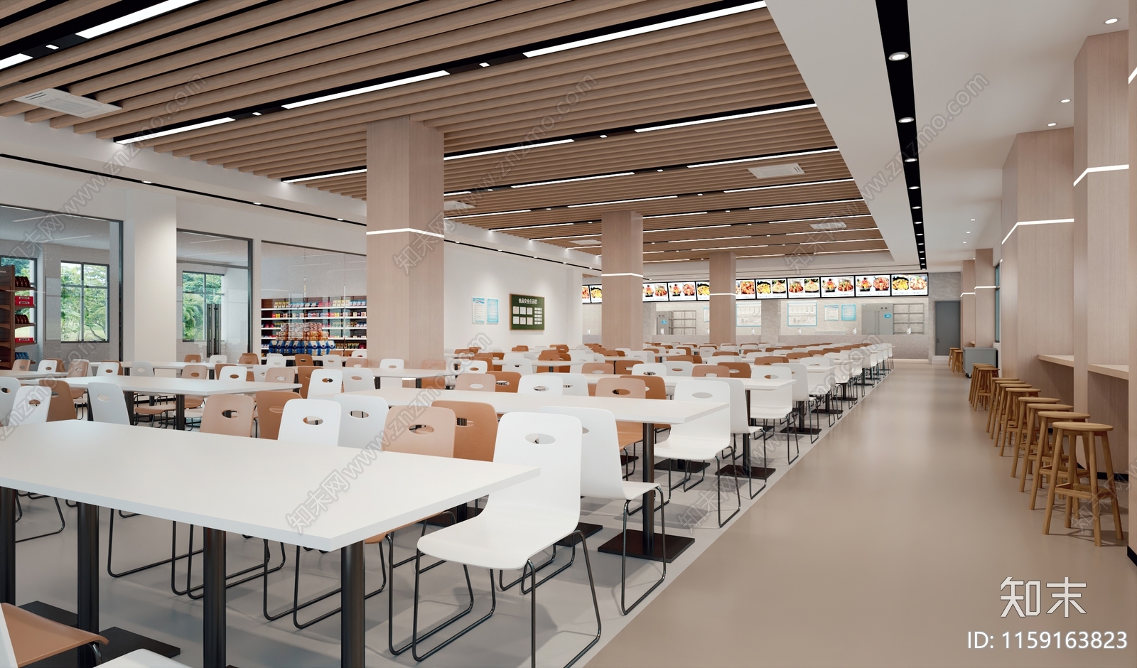 现代学校食堂3D模型下载【ID:1159163823】