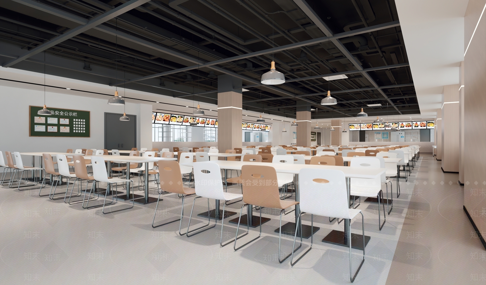 现代学校食堂3D模型下载【ID:1159164192】