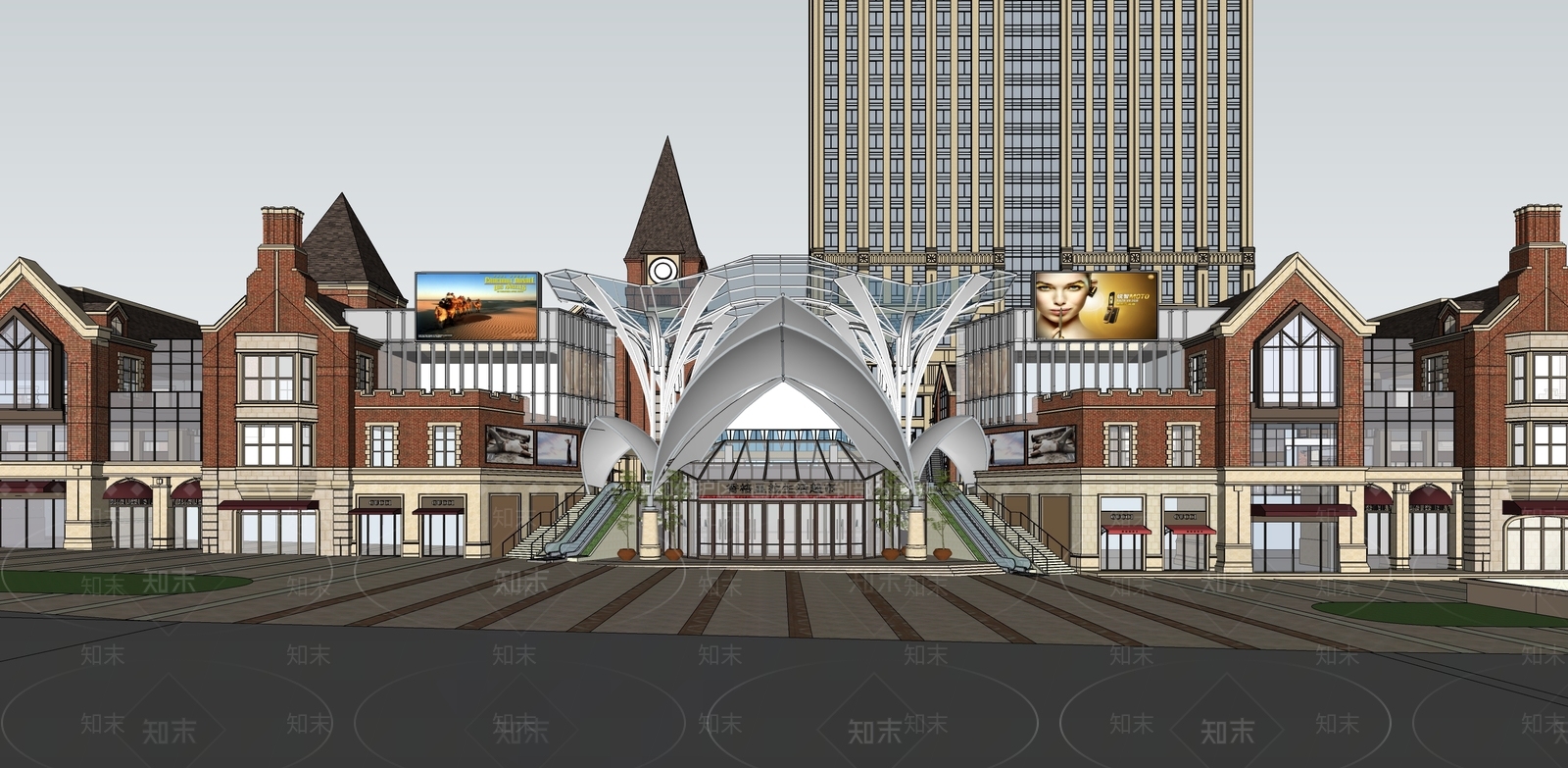 古典西宁香格里拉商业中心SU模型下载【ID:1159172968】