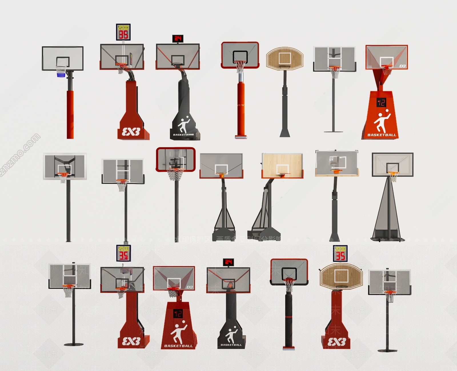 现代篮球架3D模型下载【ID:1159175510】